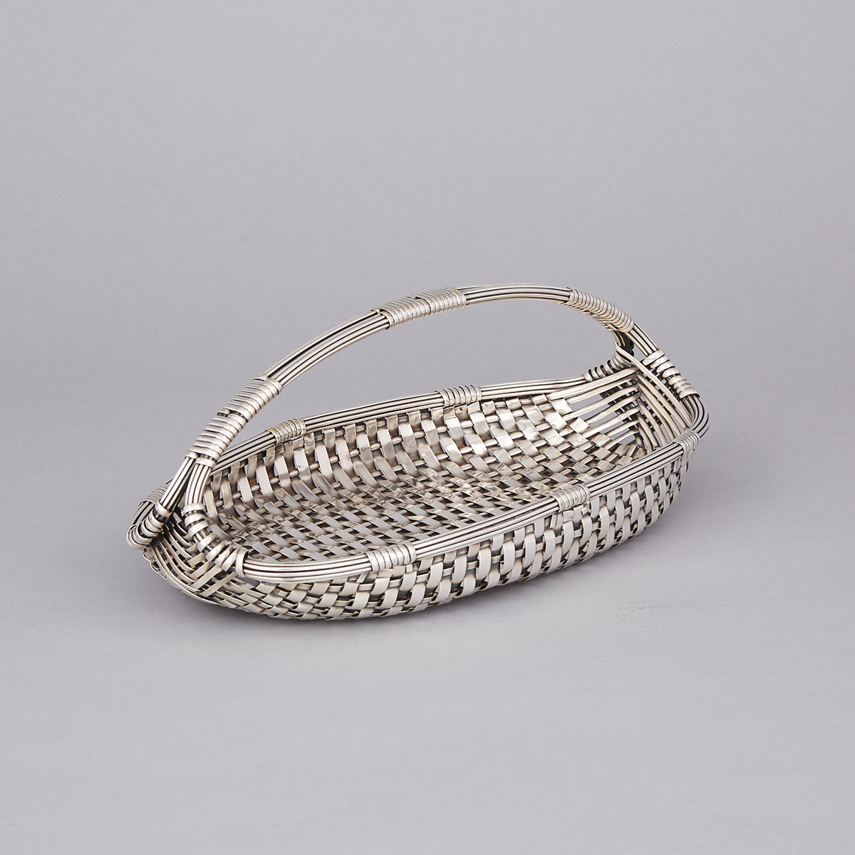 French Silver Plated Woven Bread Basket, Christofle, 20th century