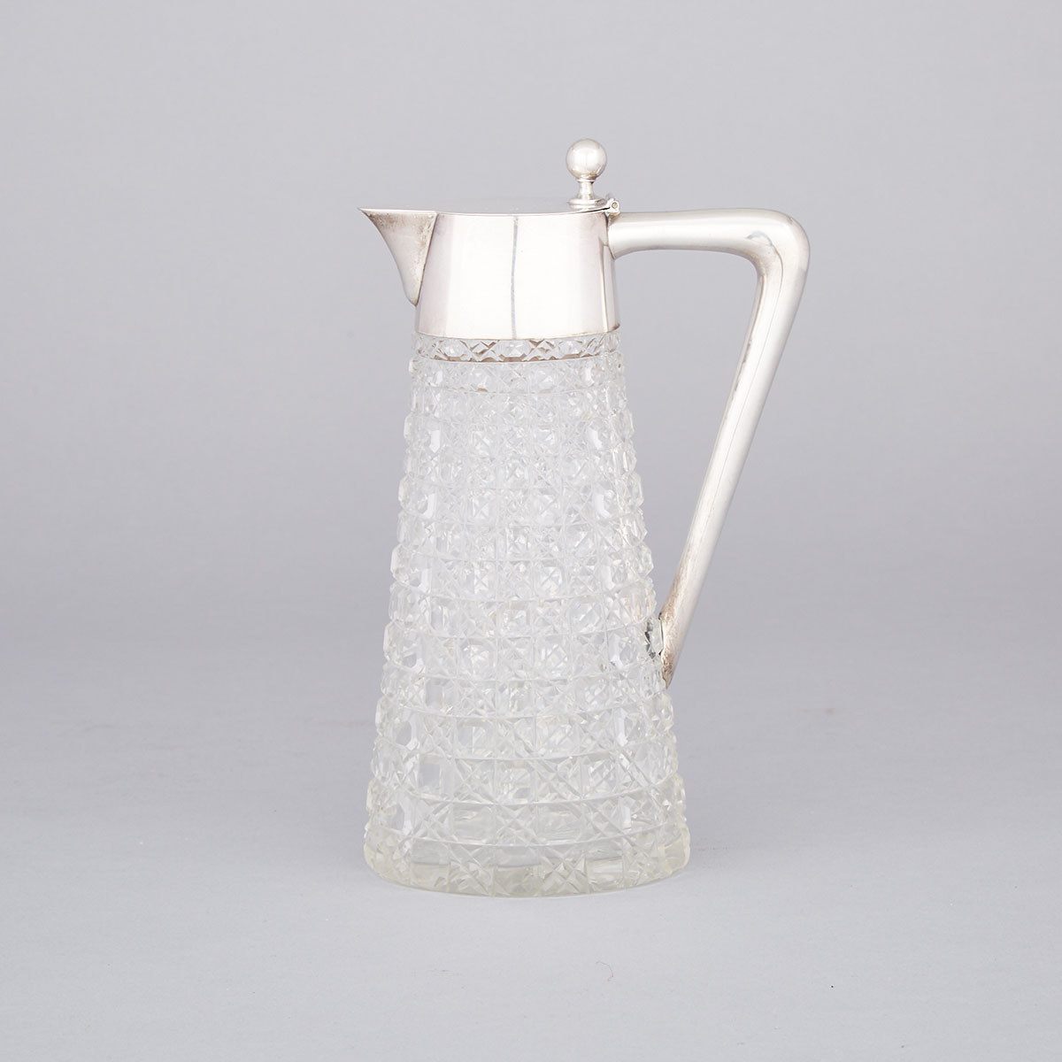 German Silver Mounted Cut Glass Claret Jug, early 20th century