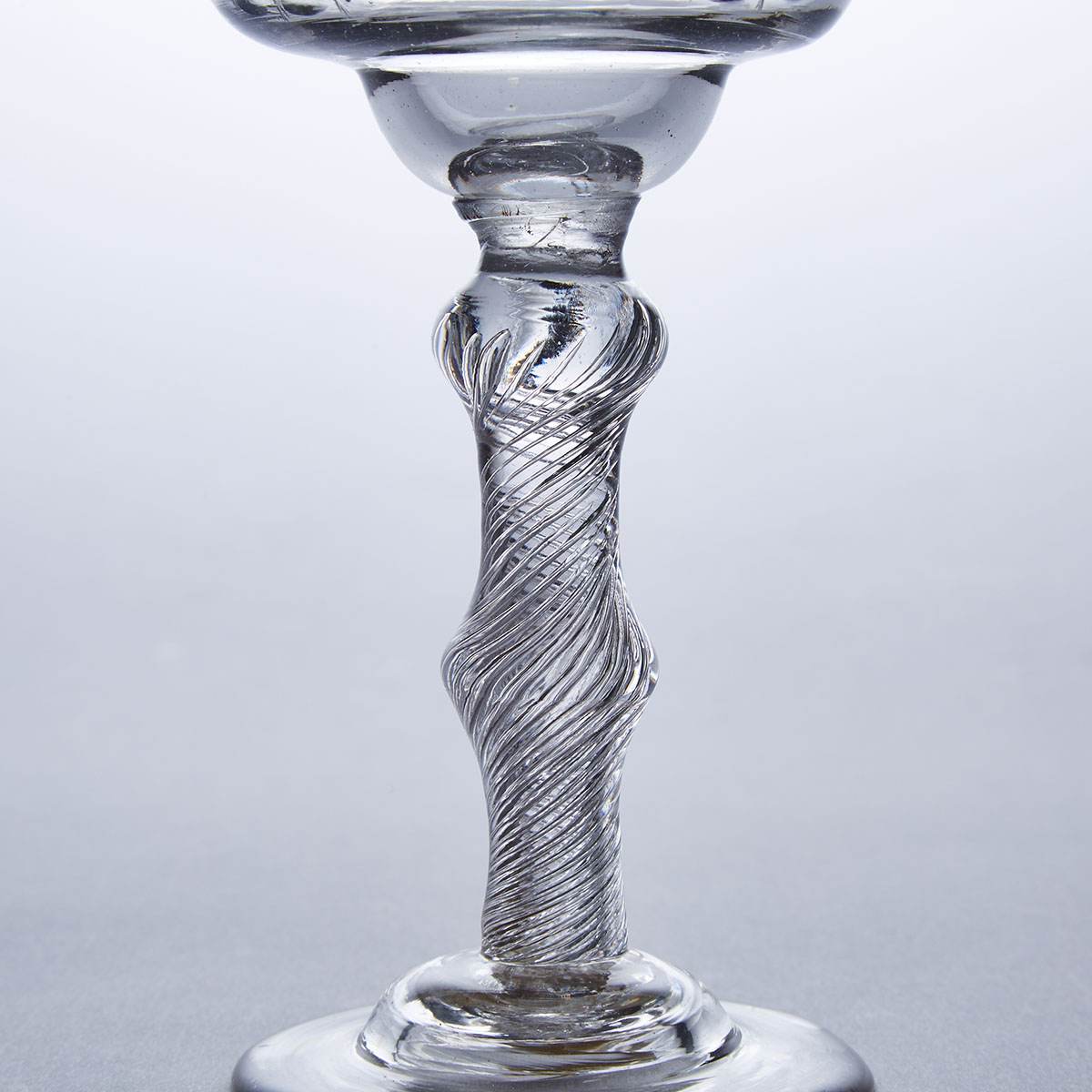 English Engraved Airtwist Stemmed Sweetmeat or Champagne Glass, c.1750-60