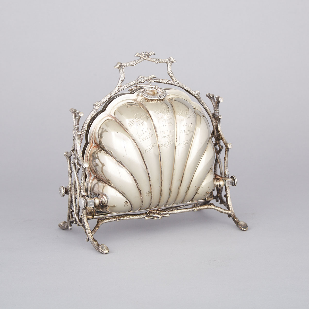 Victorian Silver Plated Shell Breakfast Dish, Fenton Bros., c.1888