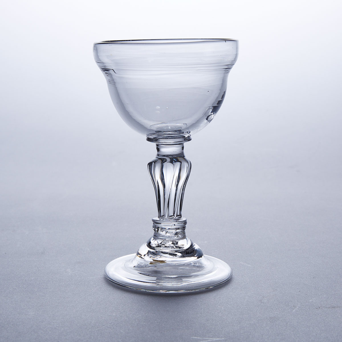 English Moulded Pedestal Stemmed Sweetmeat or Champagne Glass, c.1760
