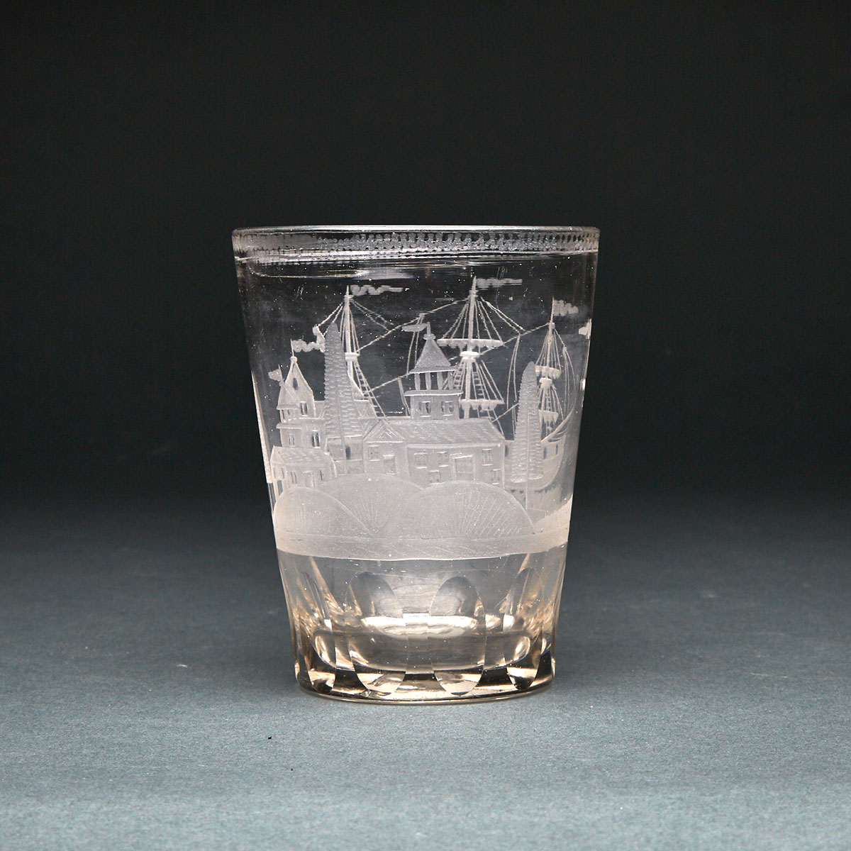 Dutch Cut and Engraved Glass Beaker, 19th century