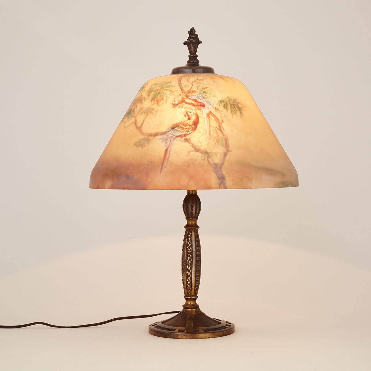 American Reverse Painted Glass Table Lamp, c.1900