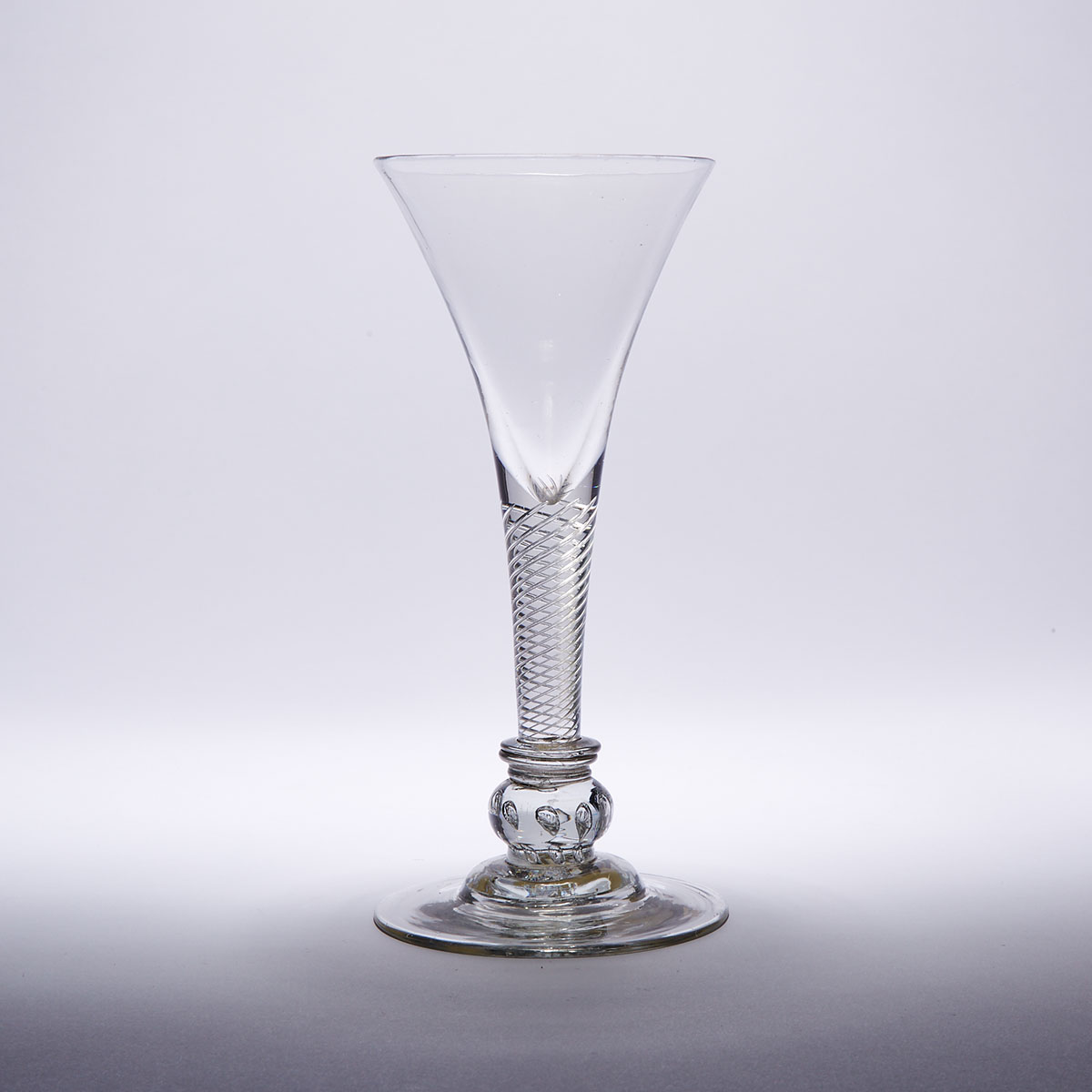 English Teared Knop Airtwist Composite Stemmed Wine Glass, mid-18th century