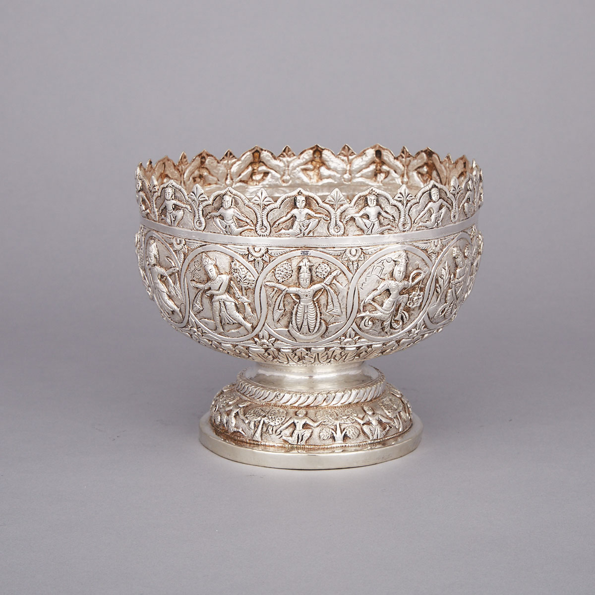 Burmese Silver Footed Bowl, c.1900