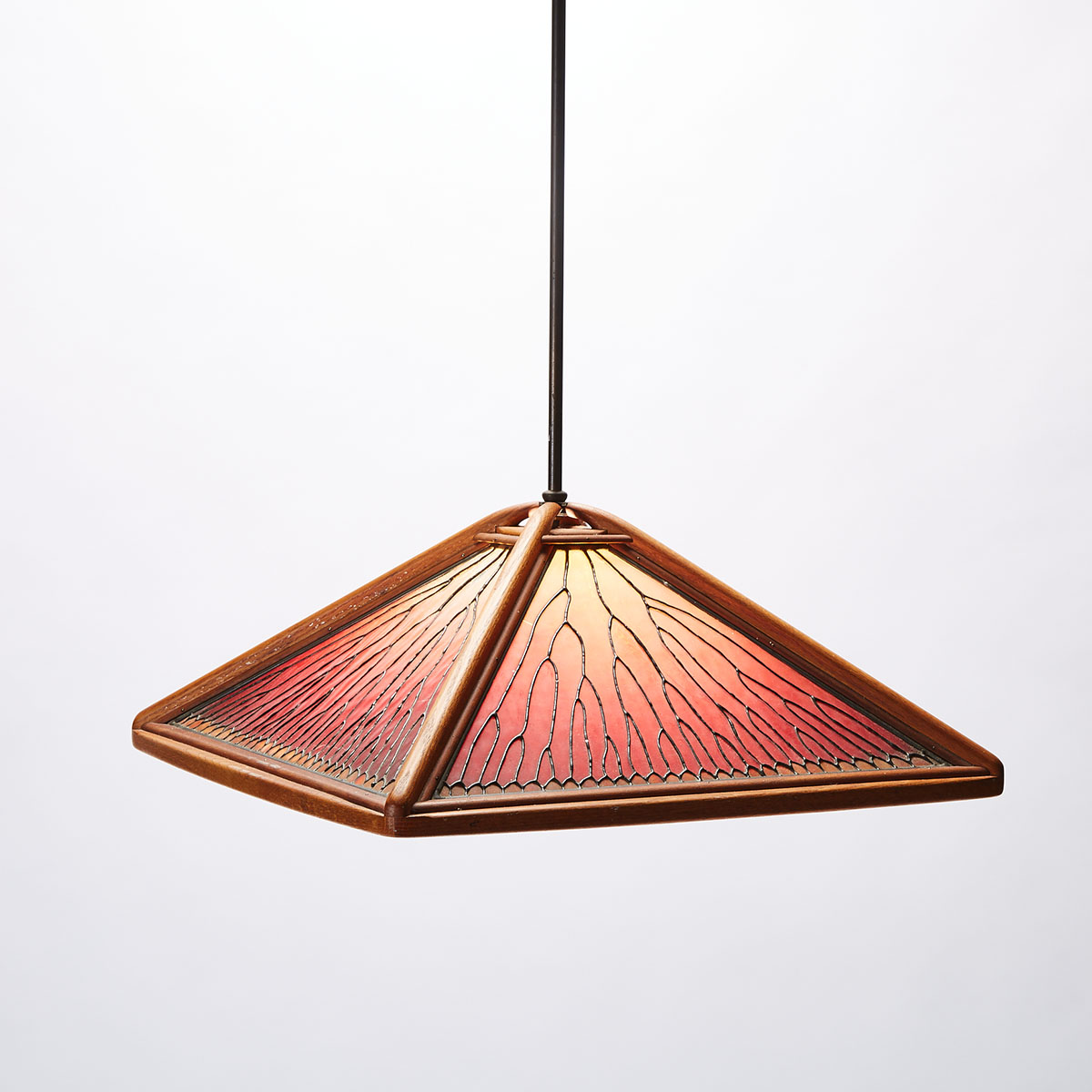 Leaded Glass Hanging Fixture, mid 20th century