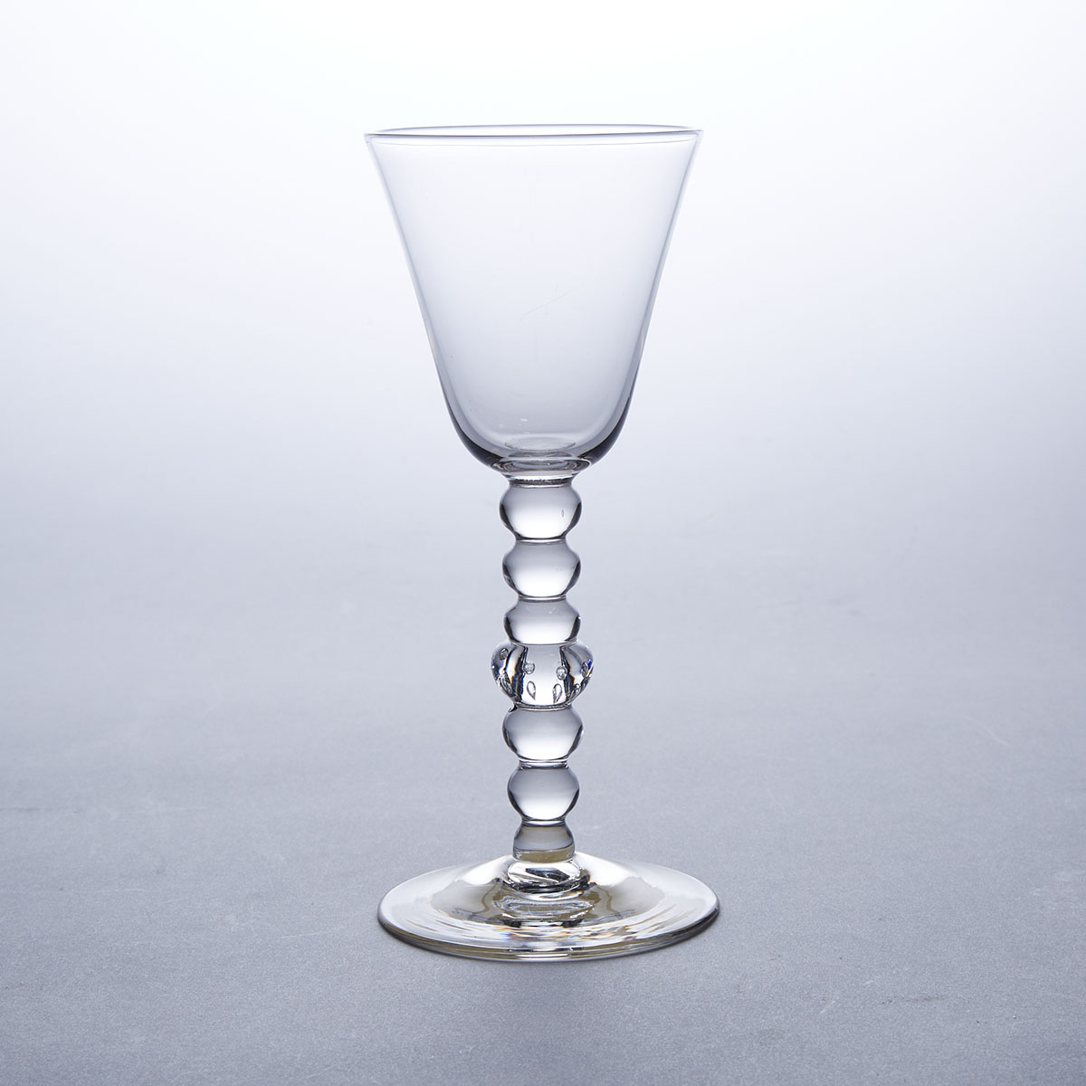 English Teared Bobbin Knopped Large Wine Glass, mid-18th century