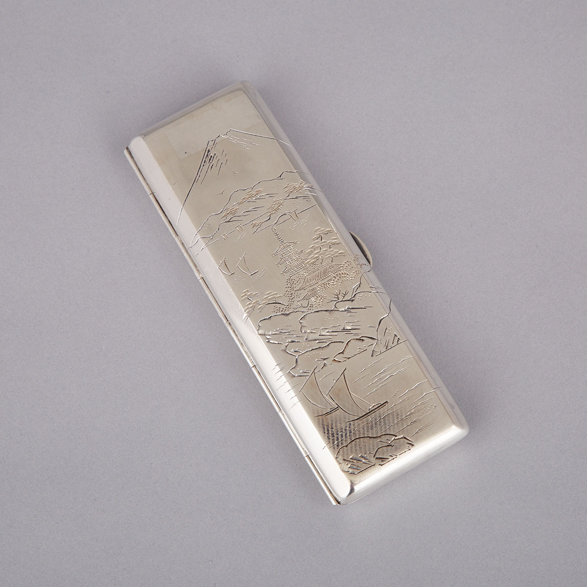 Japanese Engraved Silver Cigarette Case, early 20th century