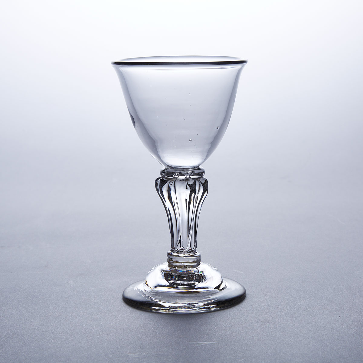 English Teared Knopped Moulded Pedestal Stemmed Glass Goblet, mid-18th century