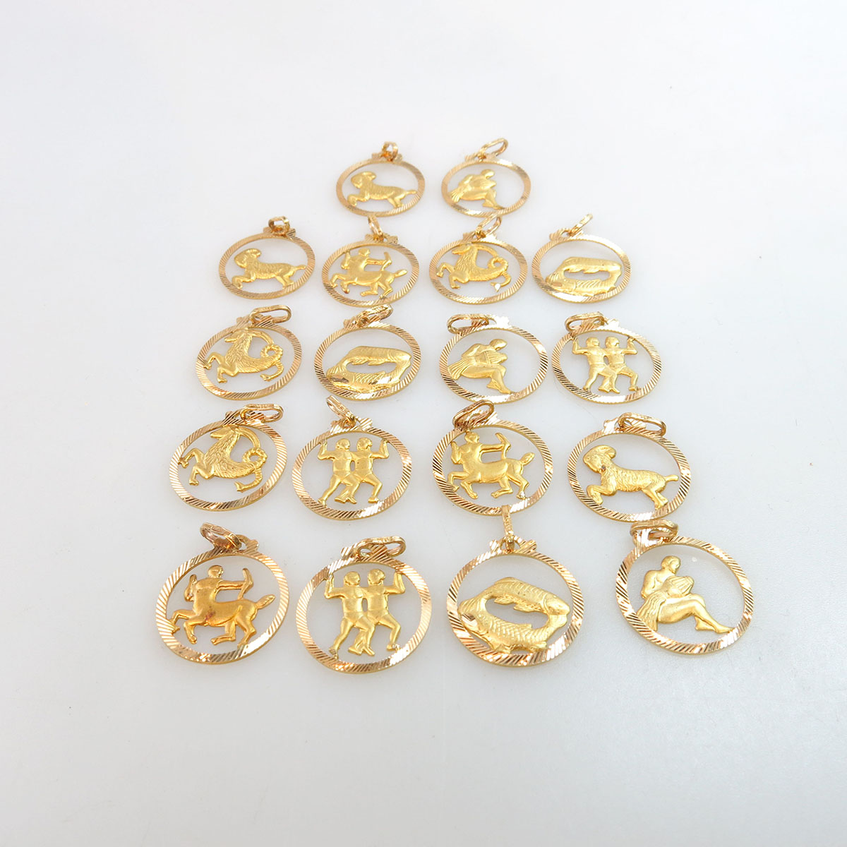 18 Various 18k Yellow Gold Zodiac Charms