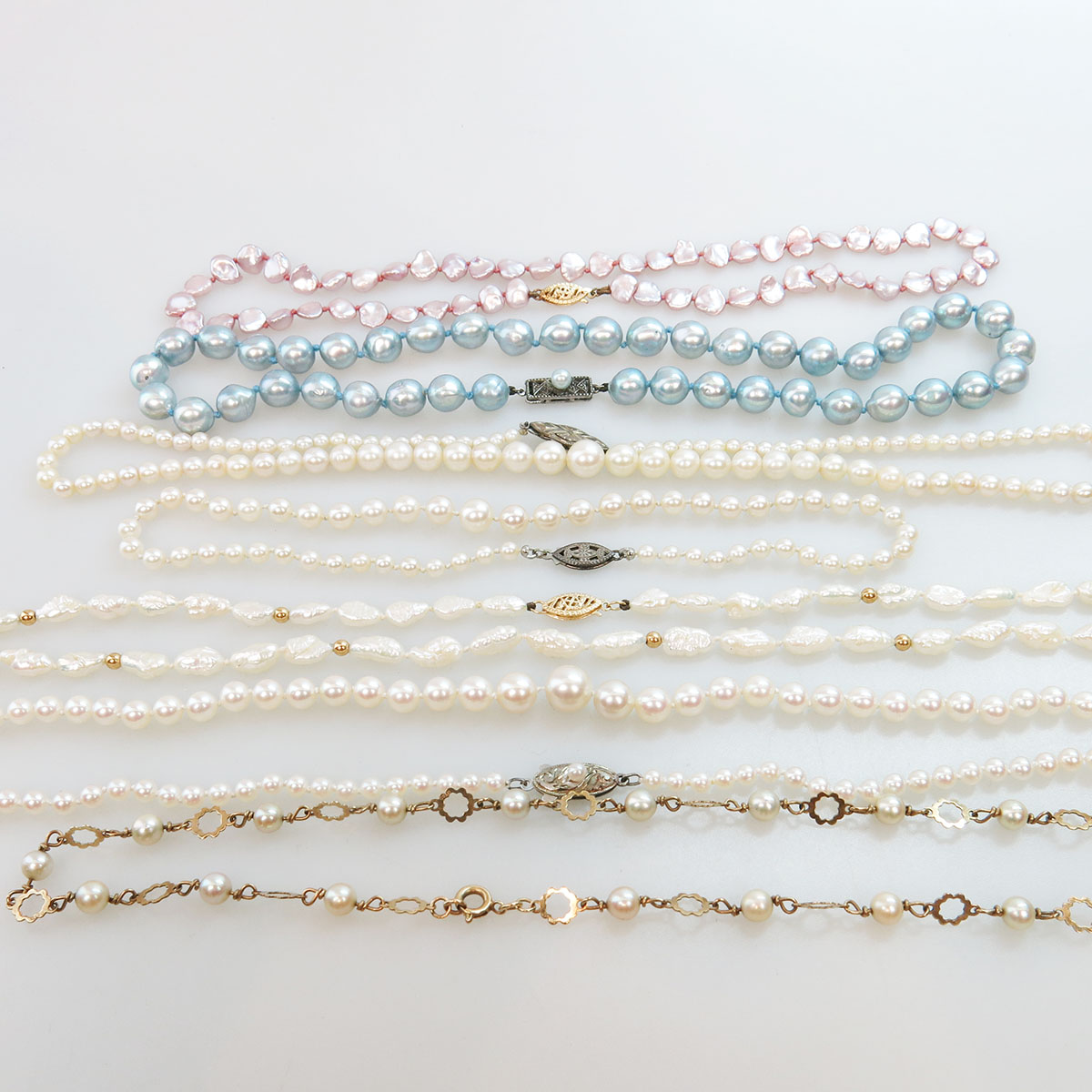 Three Various Cultured Pearl Necklaces