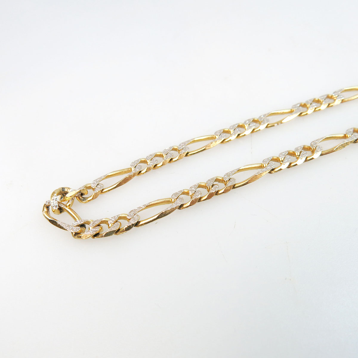 Italian 14k Yellow And White Gold Modified Curb Link Chain