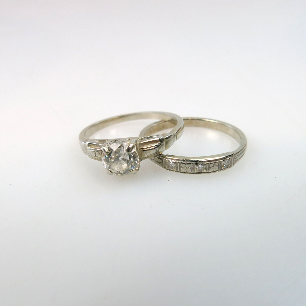 18k White Gold Wedding/Engagement Ring Suite
