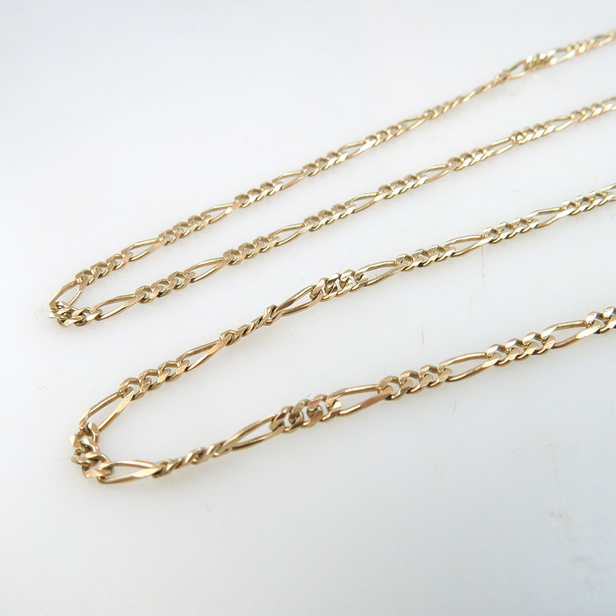 2 x 10k Yellow Gold Modified Curb Link Chains