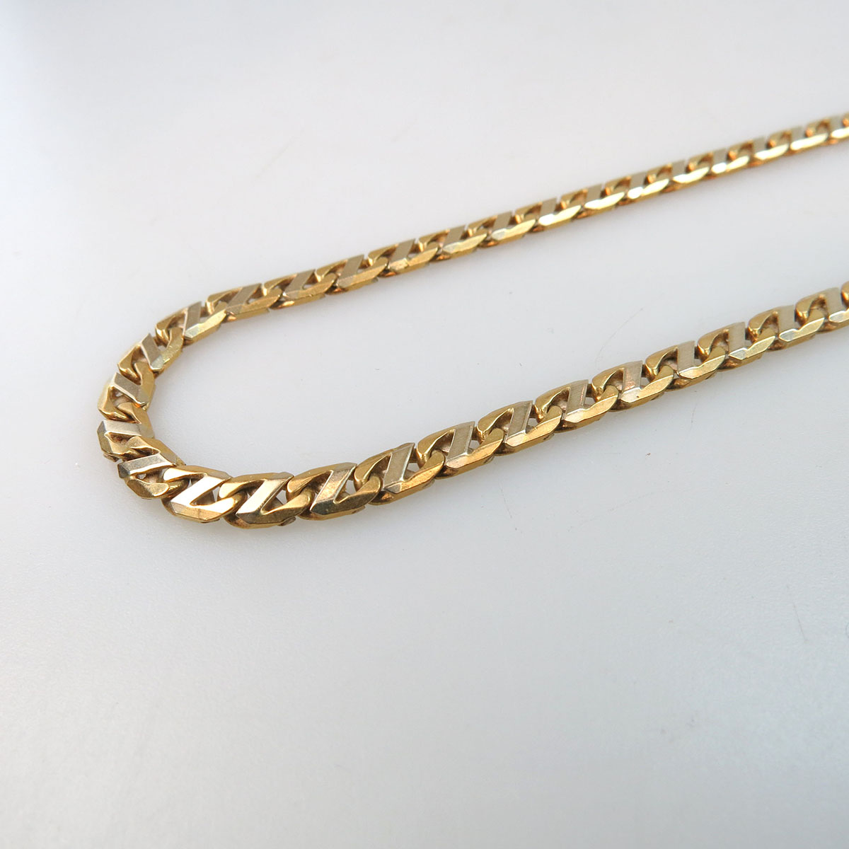 Italian 18k Yellow And White Gold Flat Curb Link Chain