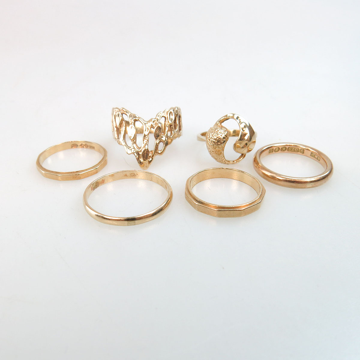 1 x 9k & 5 x 10k Yellow Gold Bands And Rings