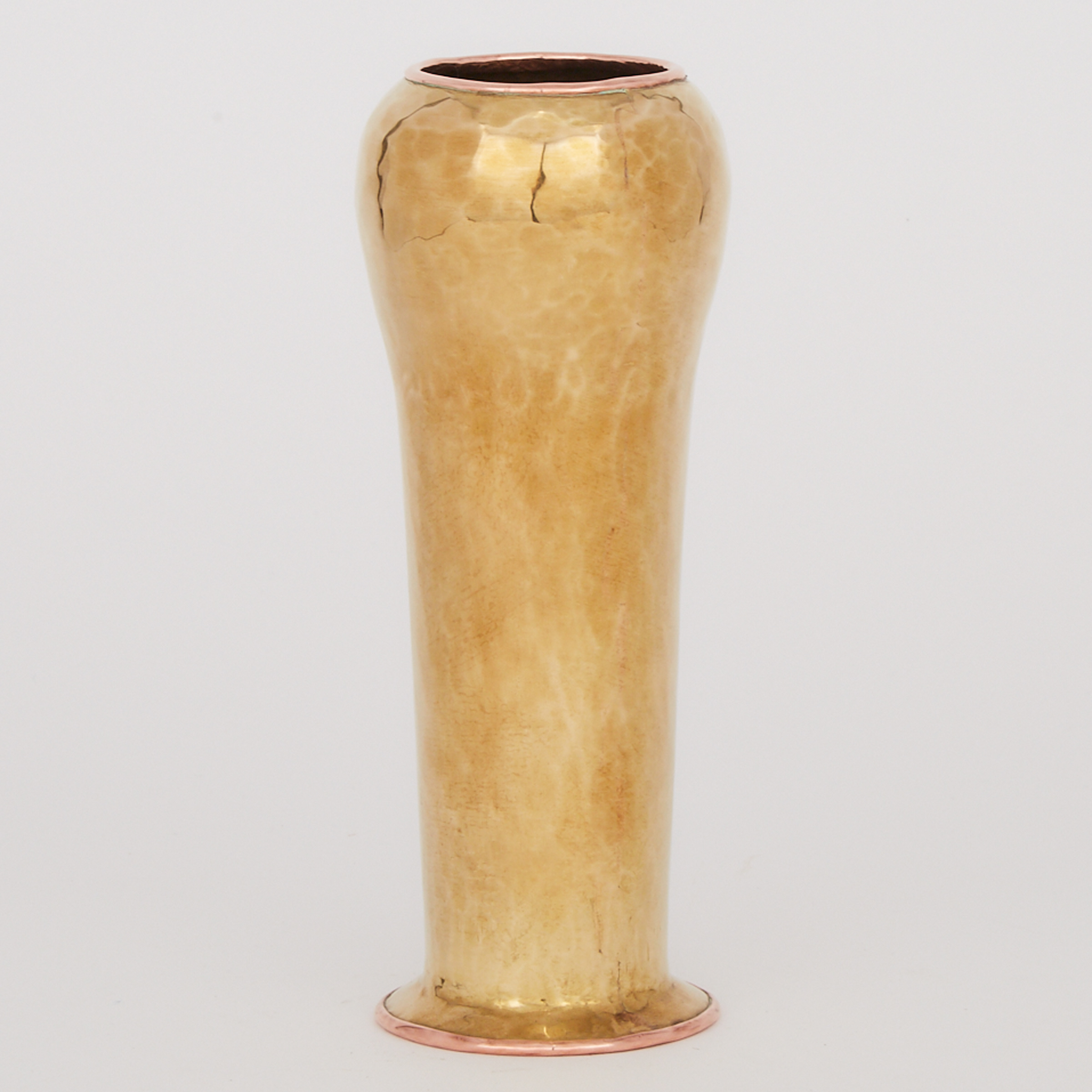 Paul Beau (Canadian, 1871-1941) Copper Mounted Brass Vase, Montreal, early 20th century