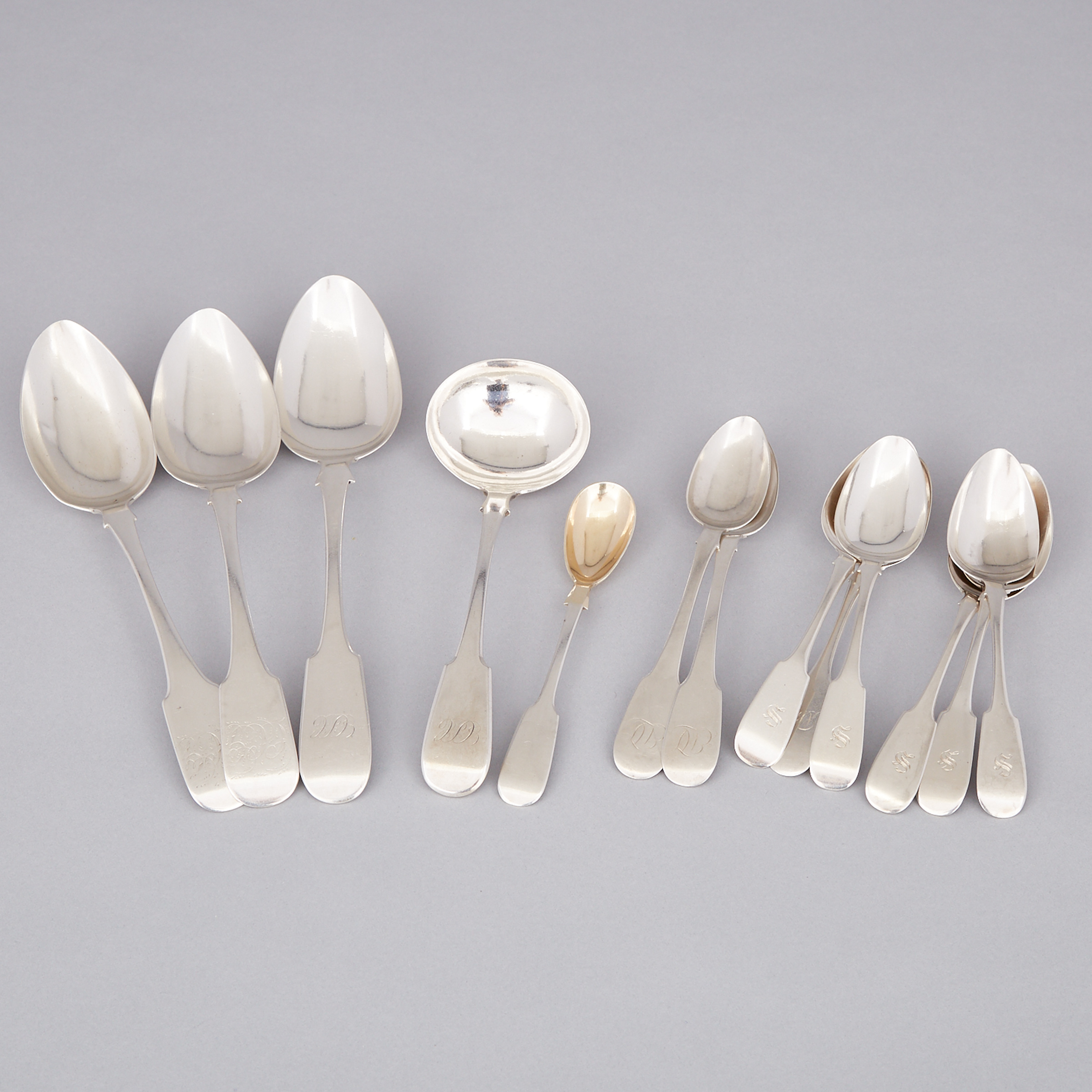 Canadian Silver Fiddle Pattern Flatware, George Savage/George Savage & Son, Montreal, Que., mid-19th century
