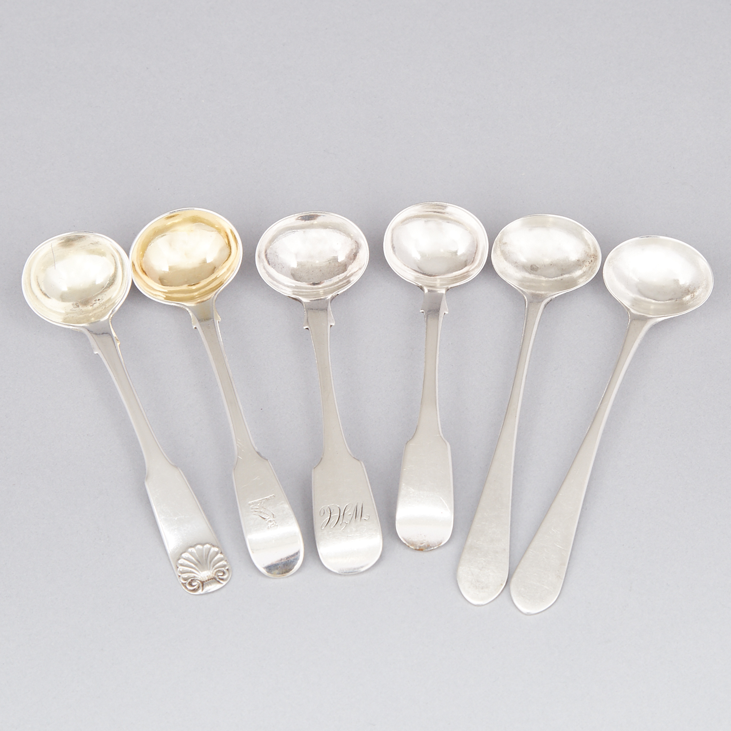 Six Canadian Silver Salt Spoons, various makers, 19th century