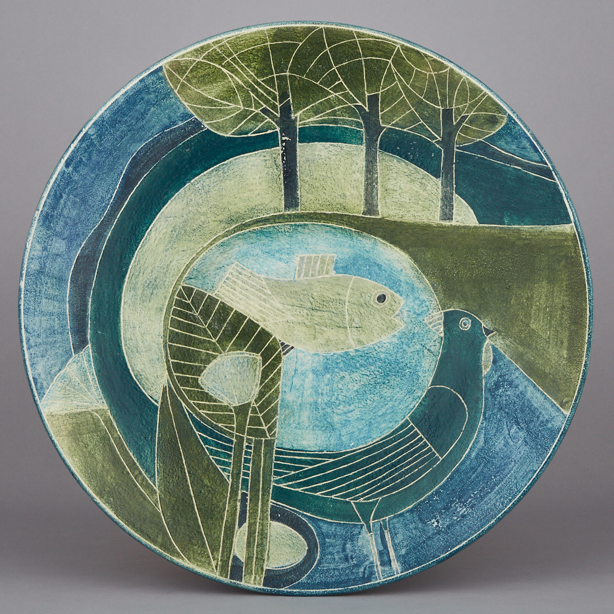 Brooklin Pottery Charger, Theo and Susan Harlander, c.1975-80