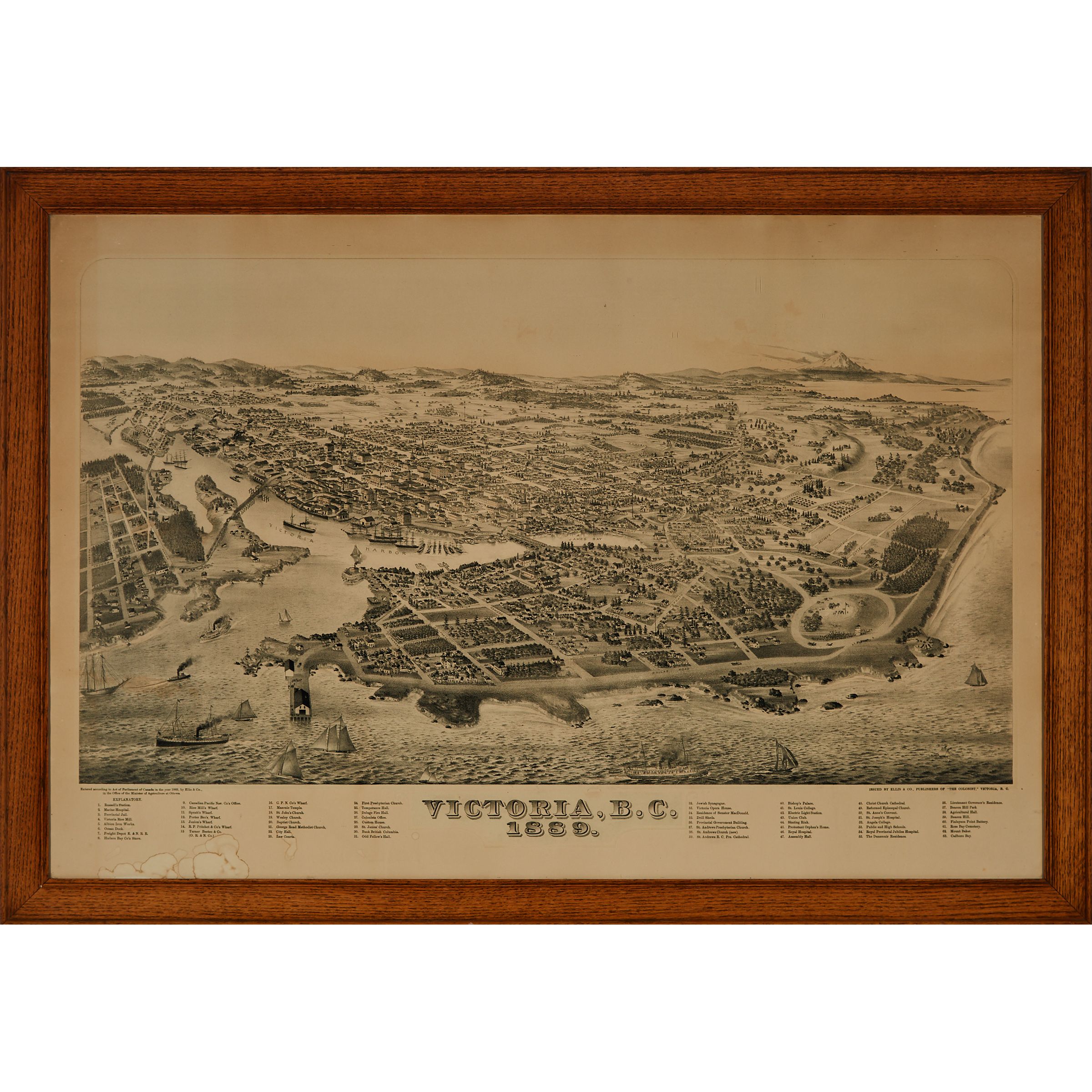Topographical Engraving of Victoria, B.C., 1889