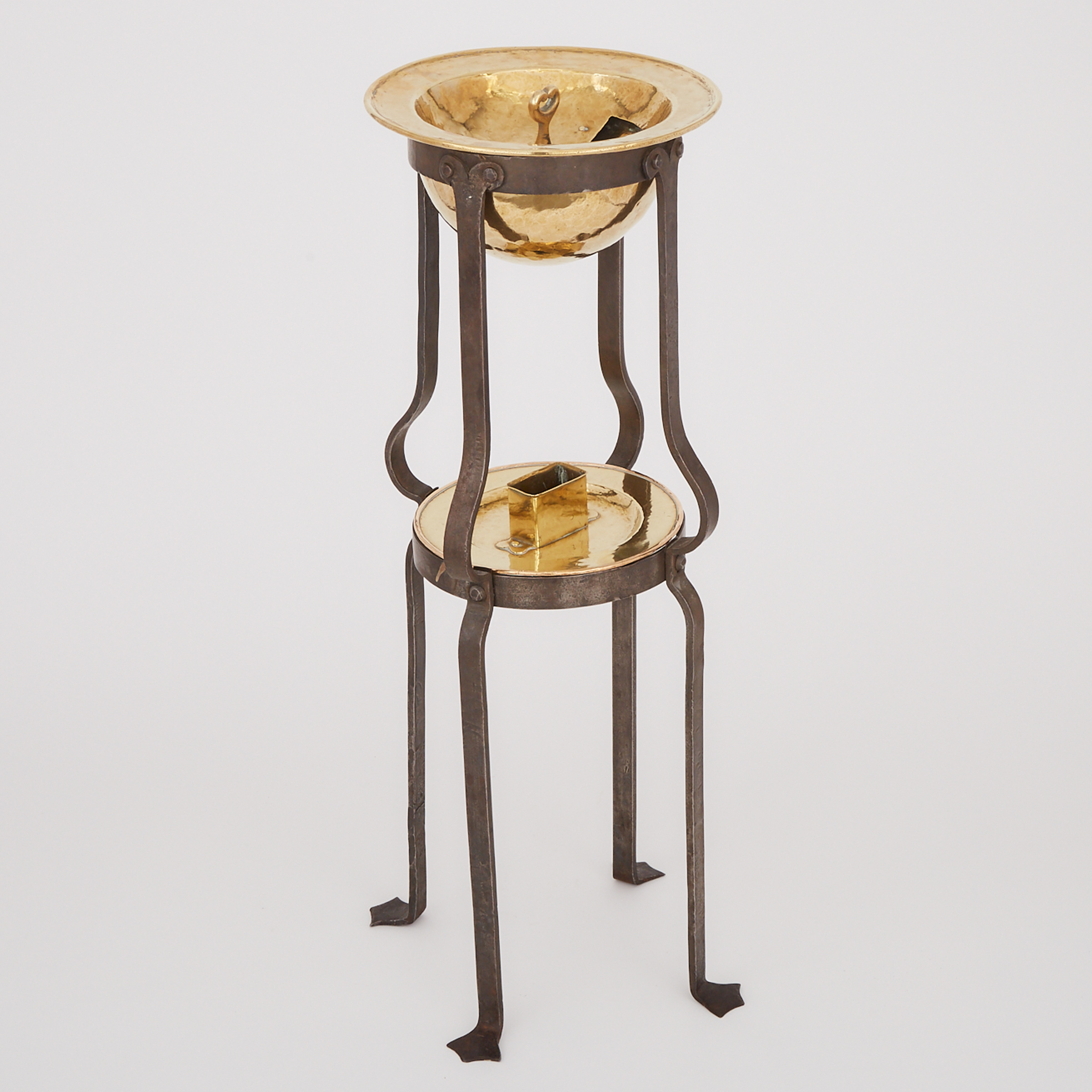 Paul Beau (Canadian, 1871-1941)  Wrought Iron and Brass Smoking Stand, Montreal, early 20th century