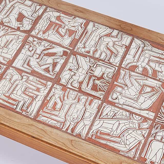 Brooklin Pottery Tile Topped Rectangular Coffee Table, Theo, Susan and Ben Harlander, 1960s