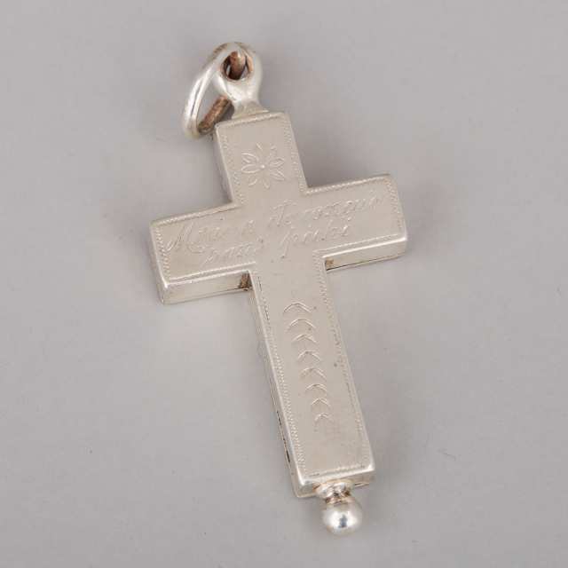 Canadian Silver Reliquary Cross, Ambroise LaFrance, Quebec City, Que., late 19th century