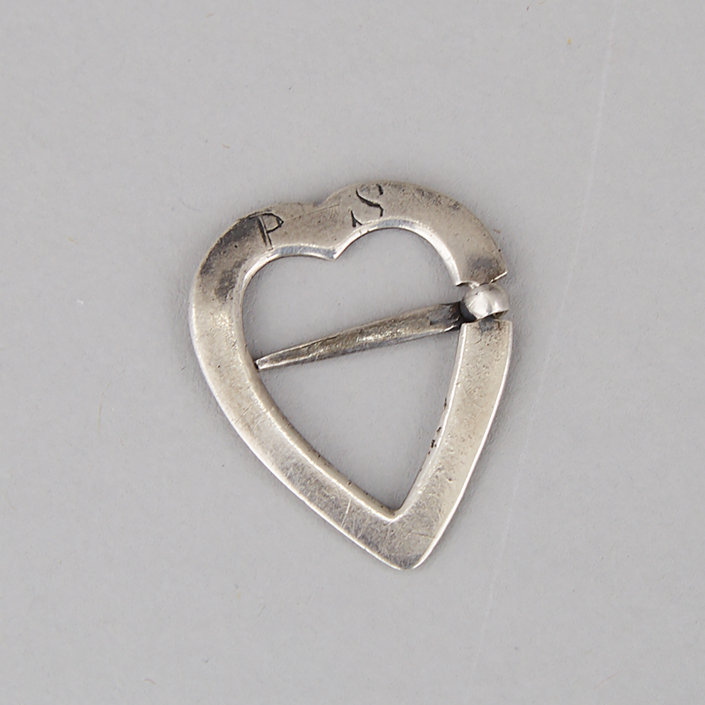 Canadian Trade Silver Heart Brooch, c.1800