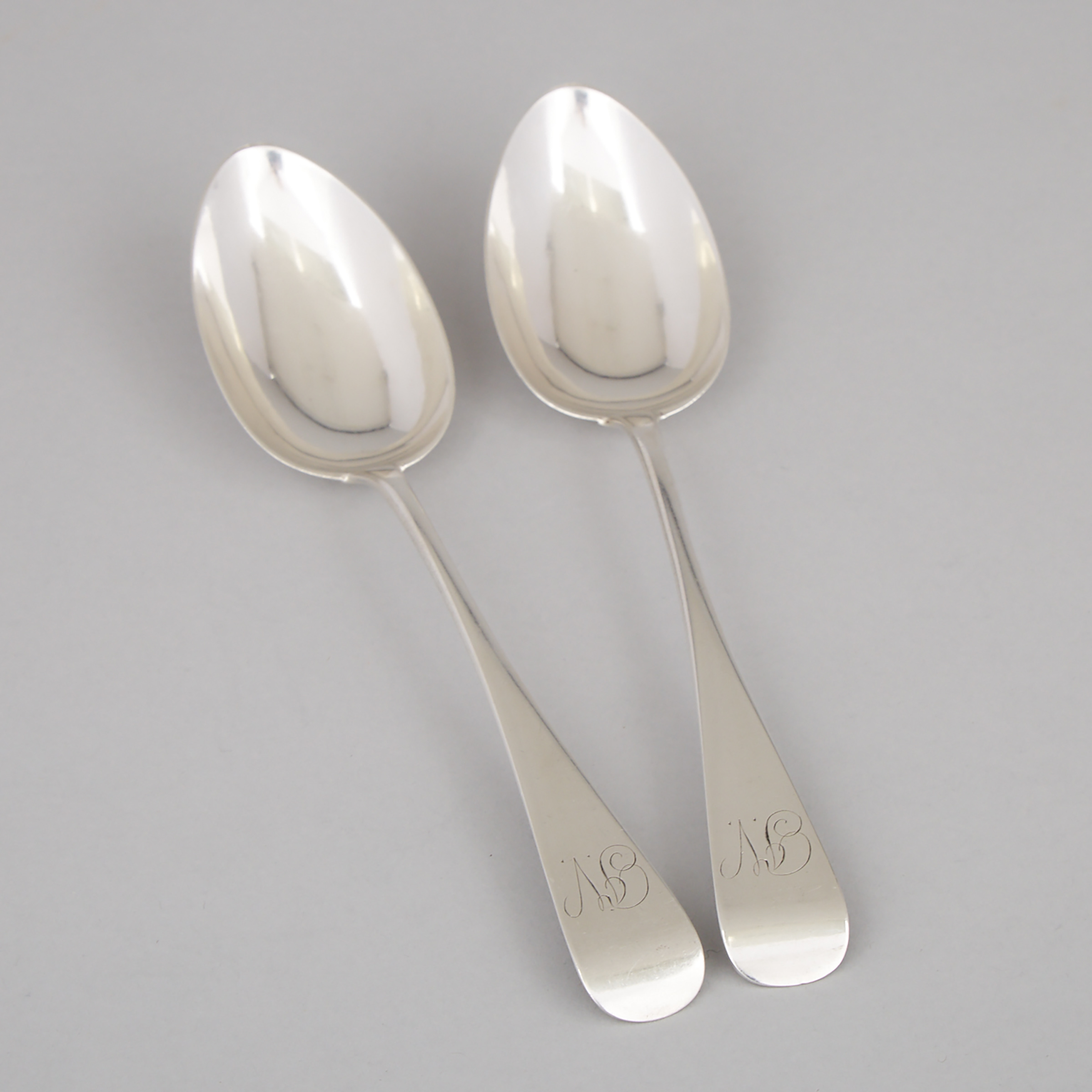Pair of Canadian Silver Old English Pattern Table Spoons, Robert Hendery, Montreal, Que., c.1860-70