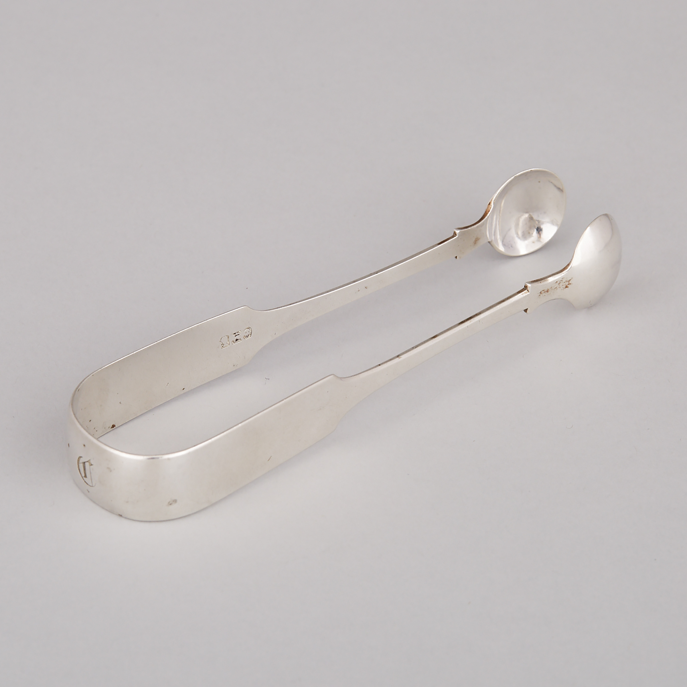 Canadian Silver Fiddle Pattern Sugar Tongs, George Savage, Montreal, Que., c.1843-50