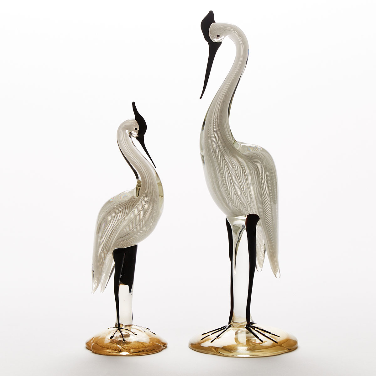 Pair of Murano Glass Cranes, mid-20th century