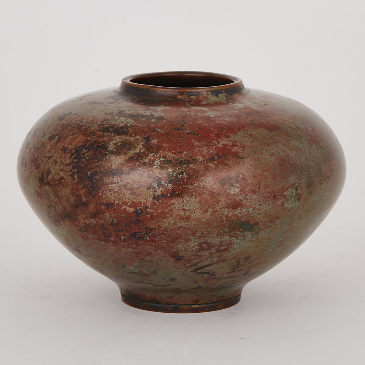 Japanese Bronze and Copper Alloy Ikebana Vase, Takahashi Keiten, mid 20th century