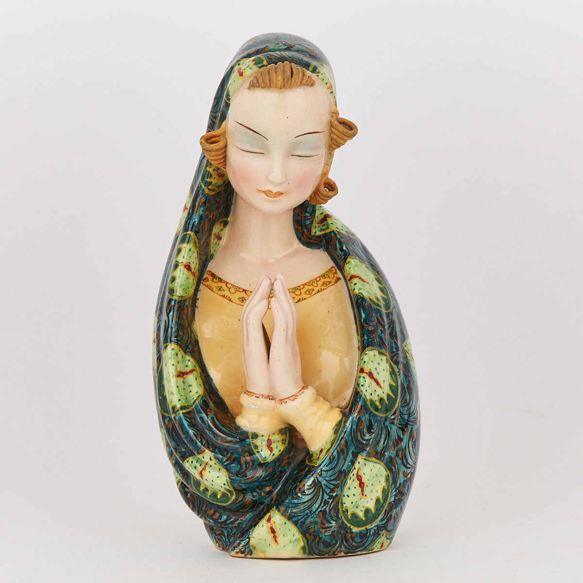 Teodoro Sebelin (Nove) Pottery Bust of Madonna, 1930s