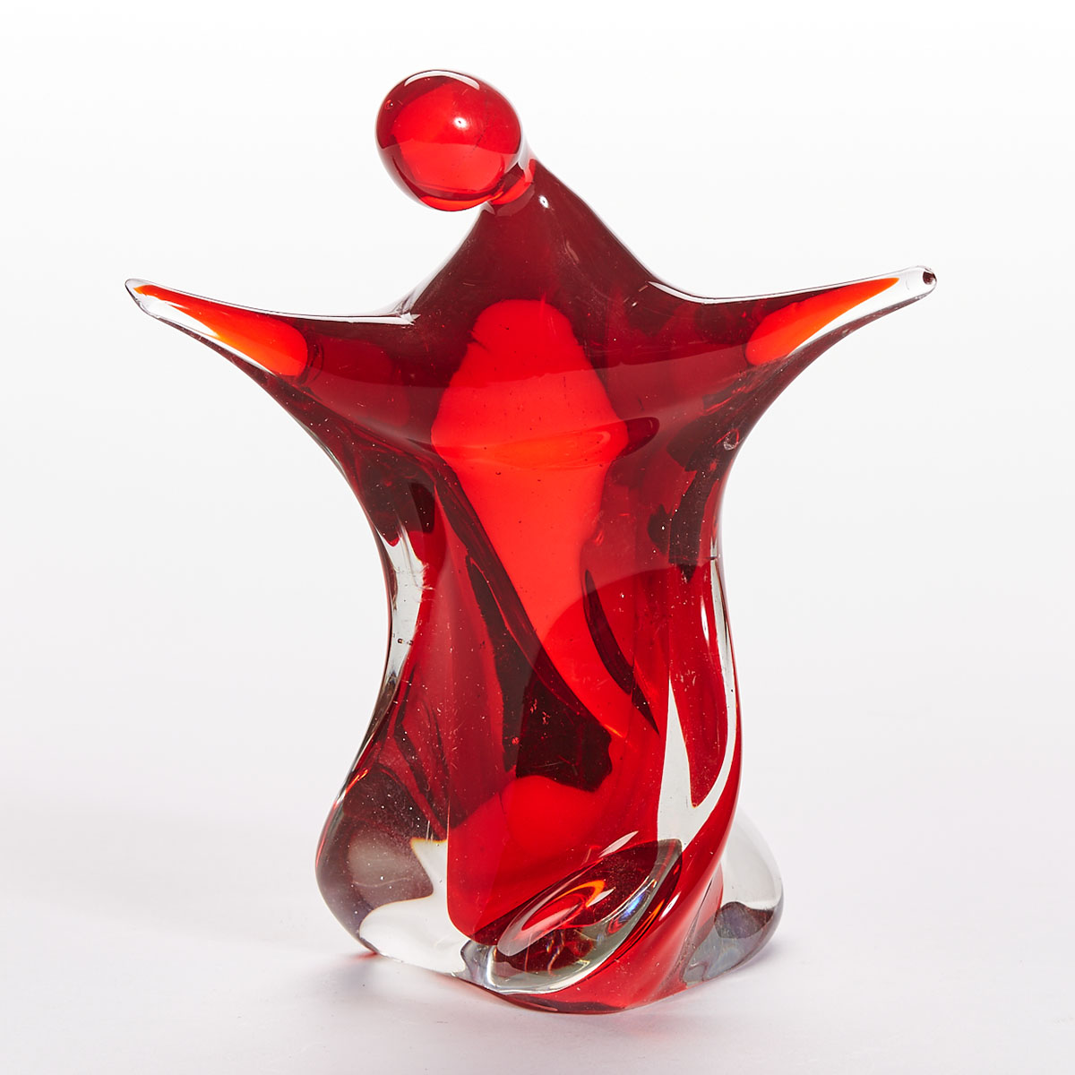 Murano Red Sommerso Glass Figure, mid-20th century