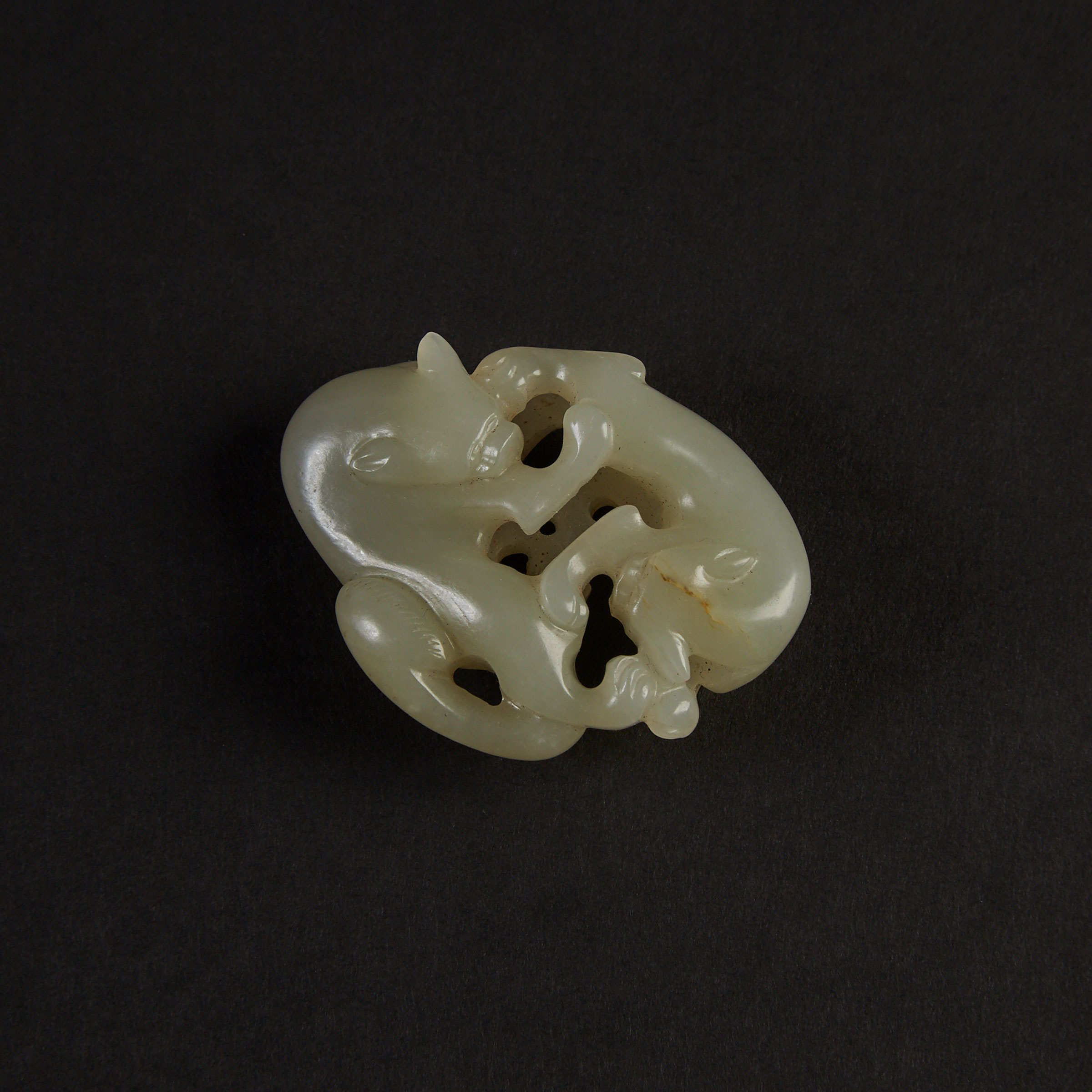 A Chinese White Jade Badgers Pendant