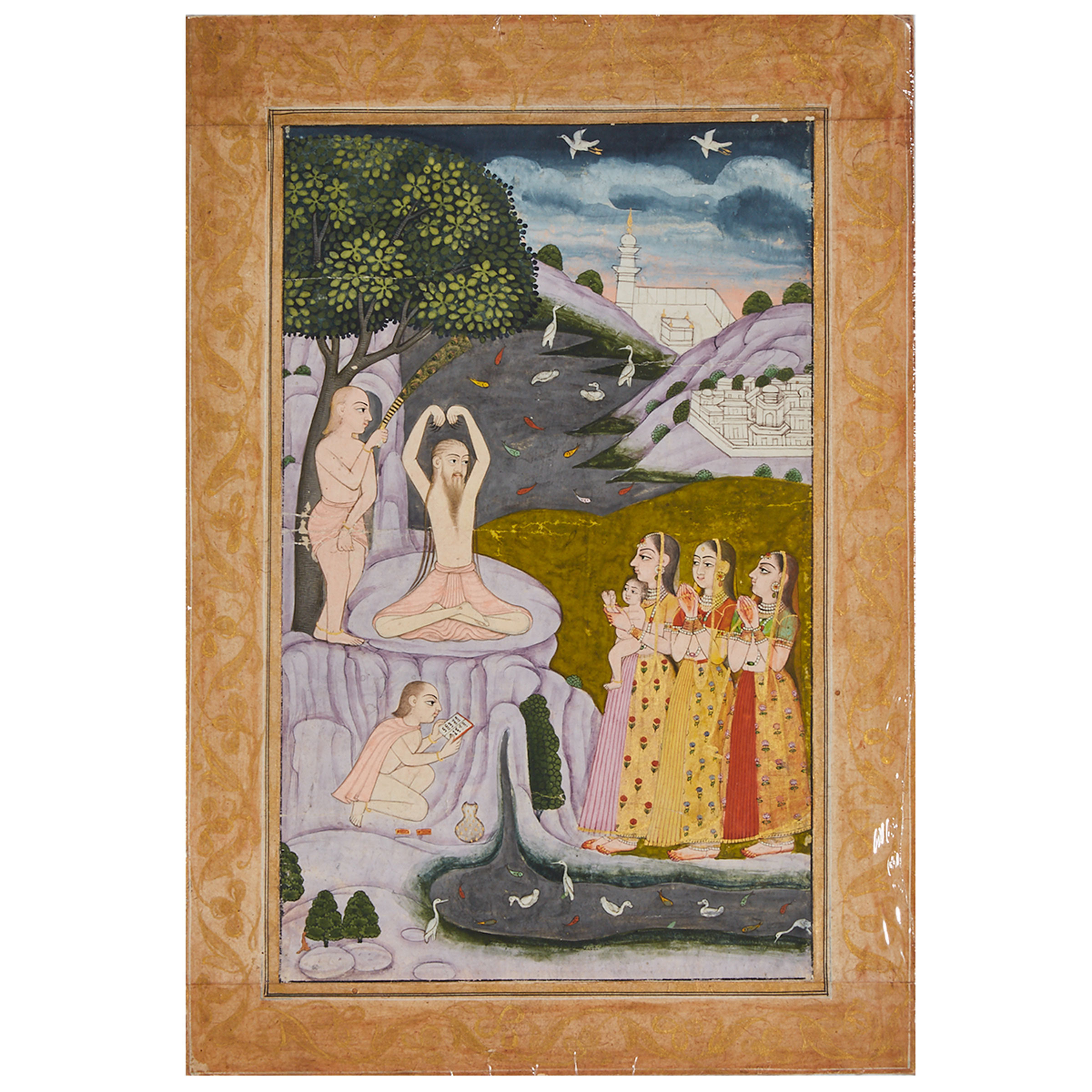 A Miniature Painting of Sadhu Holy Men, North India, Circa 1800