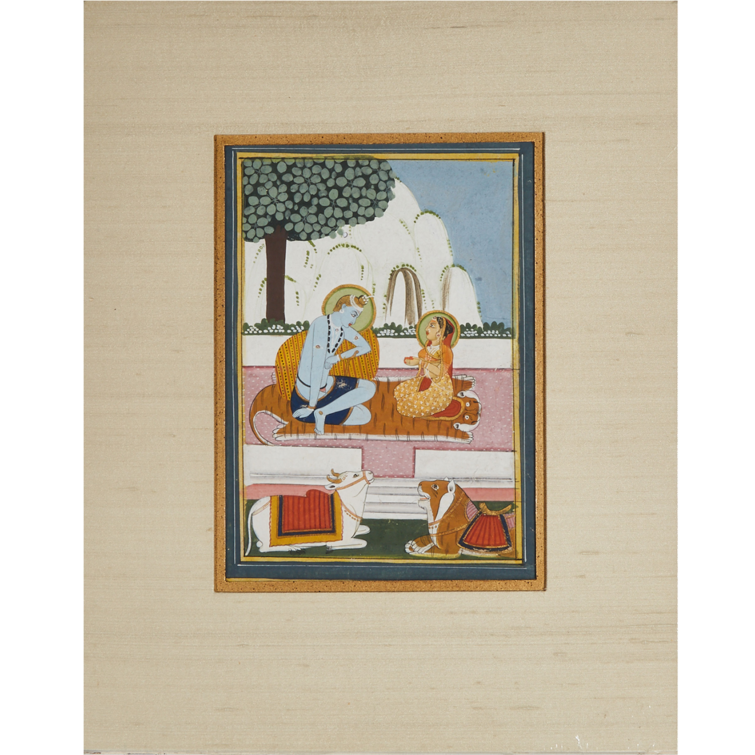 A Miniature Painting of Shiva and Parvati, North India, Circa 1800
