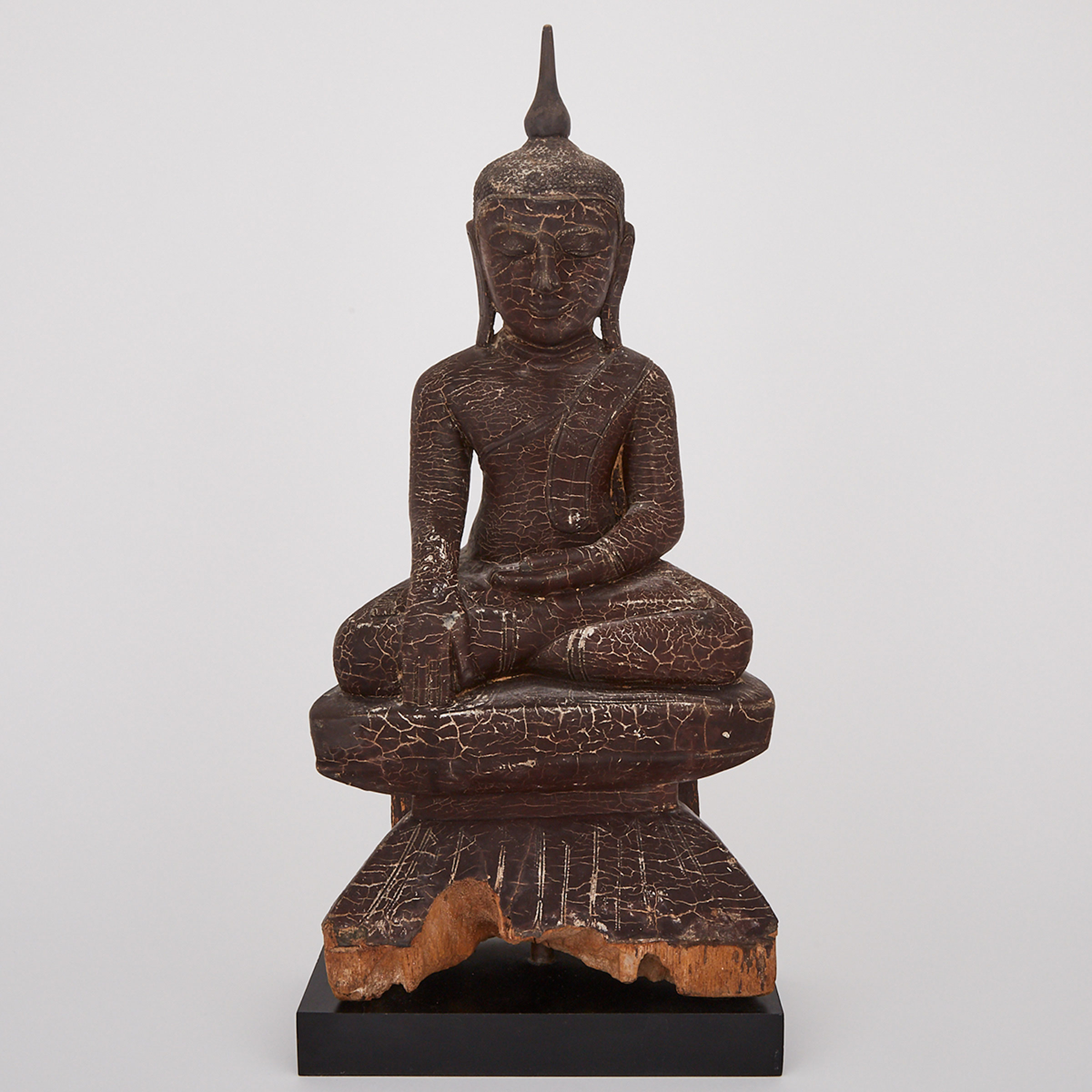 A Seated Wood Carved Buddha, Early Shan Period, Burma, 17th Century