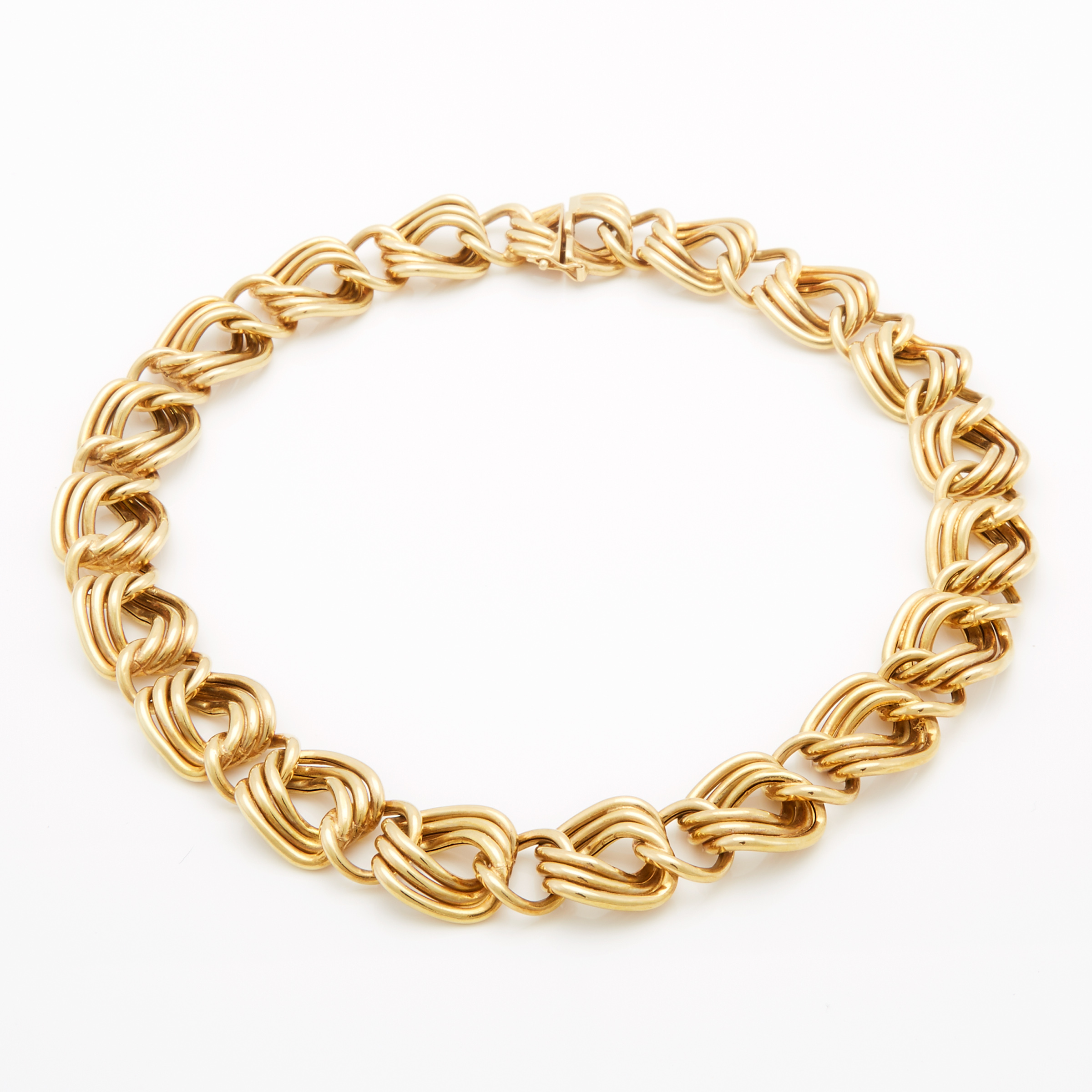 Italian 18k Yellow Gold Tripled Curb Link Necklace