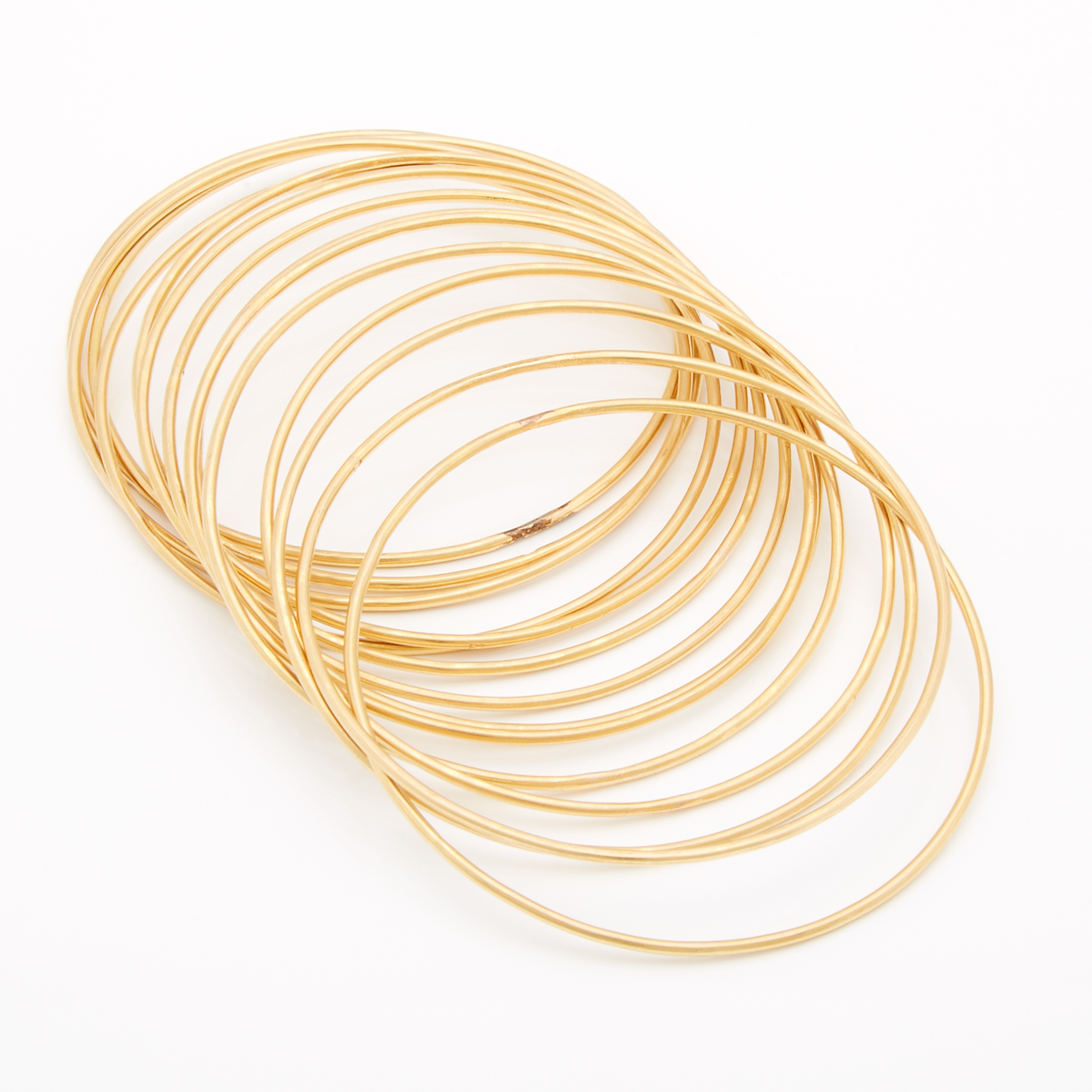 Set Of 14 Moroccan 18k Yellow Gold Wire Bangles