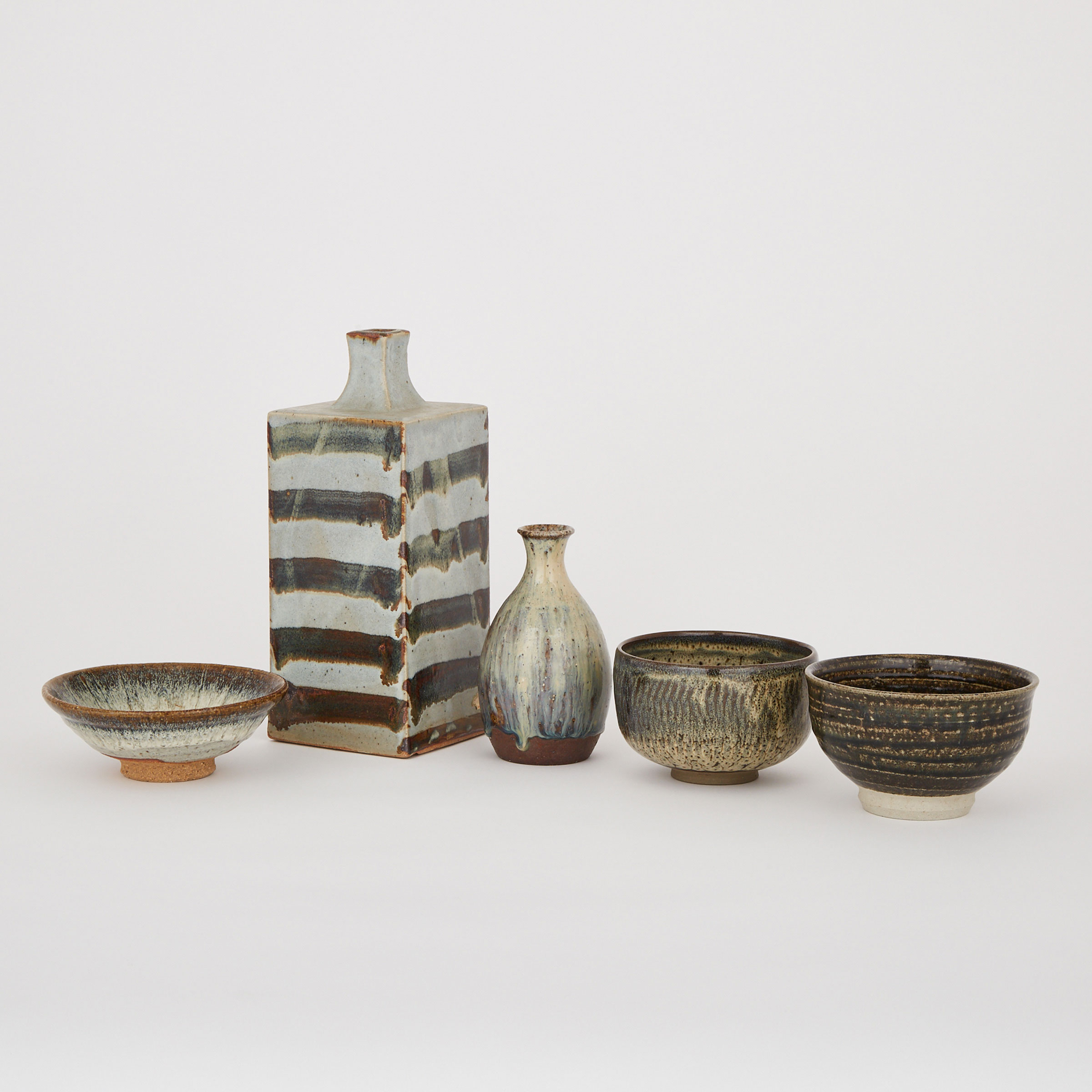 A Group of Five Japanese Glazed Wares, Early to Mid-20th Century 