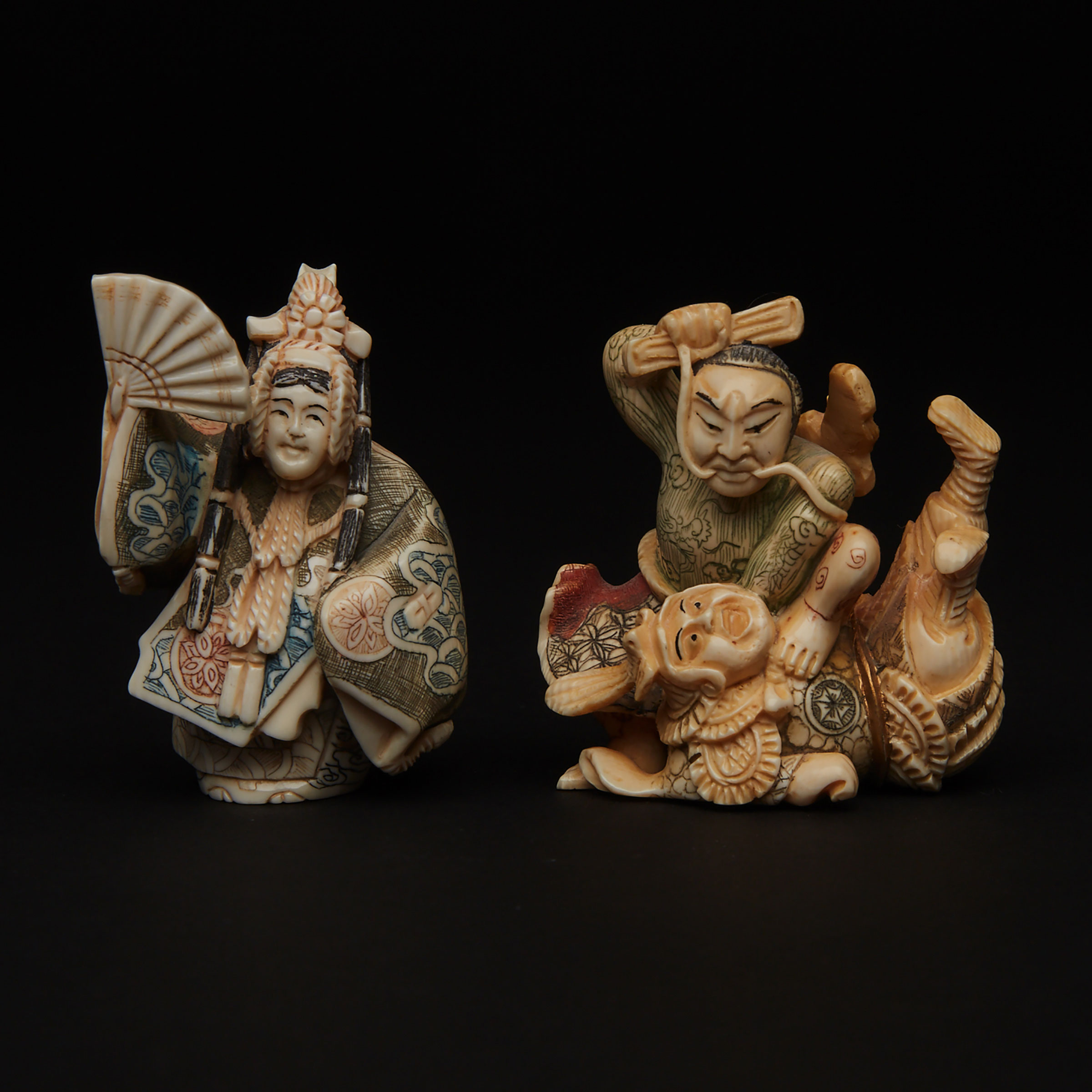 Two Ivory Carved Netsukes