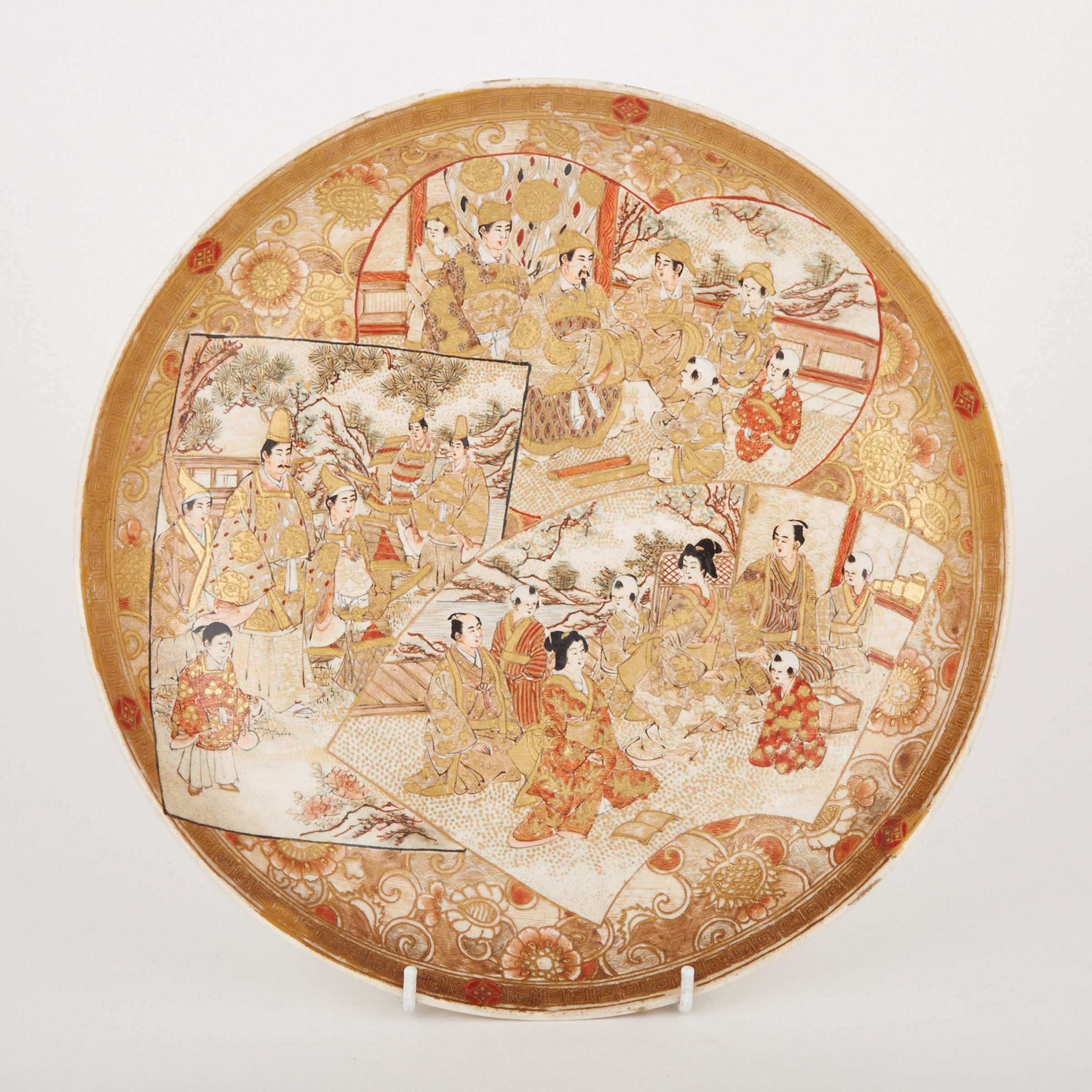 A Satsuma Figural Plate, Meiji Period