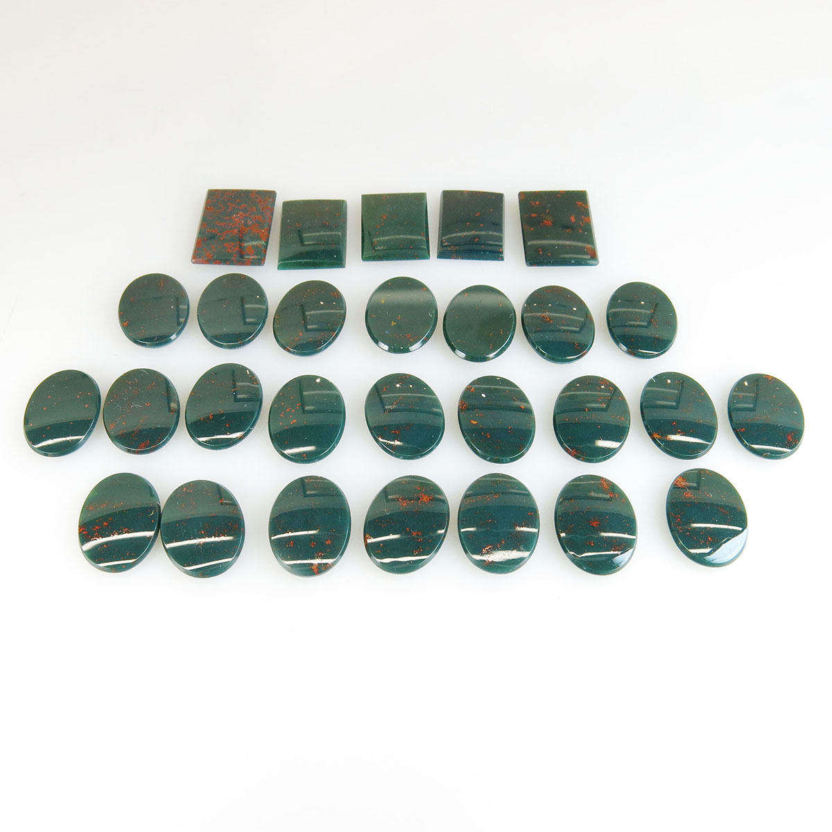 28 Oval And Rectangular Bloodstone Panels