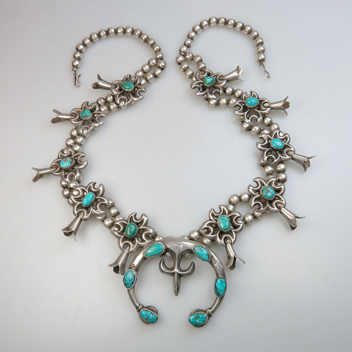 Navajo Silver Squash Blossom Necklace