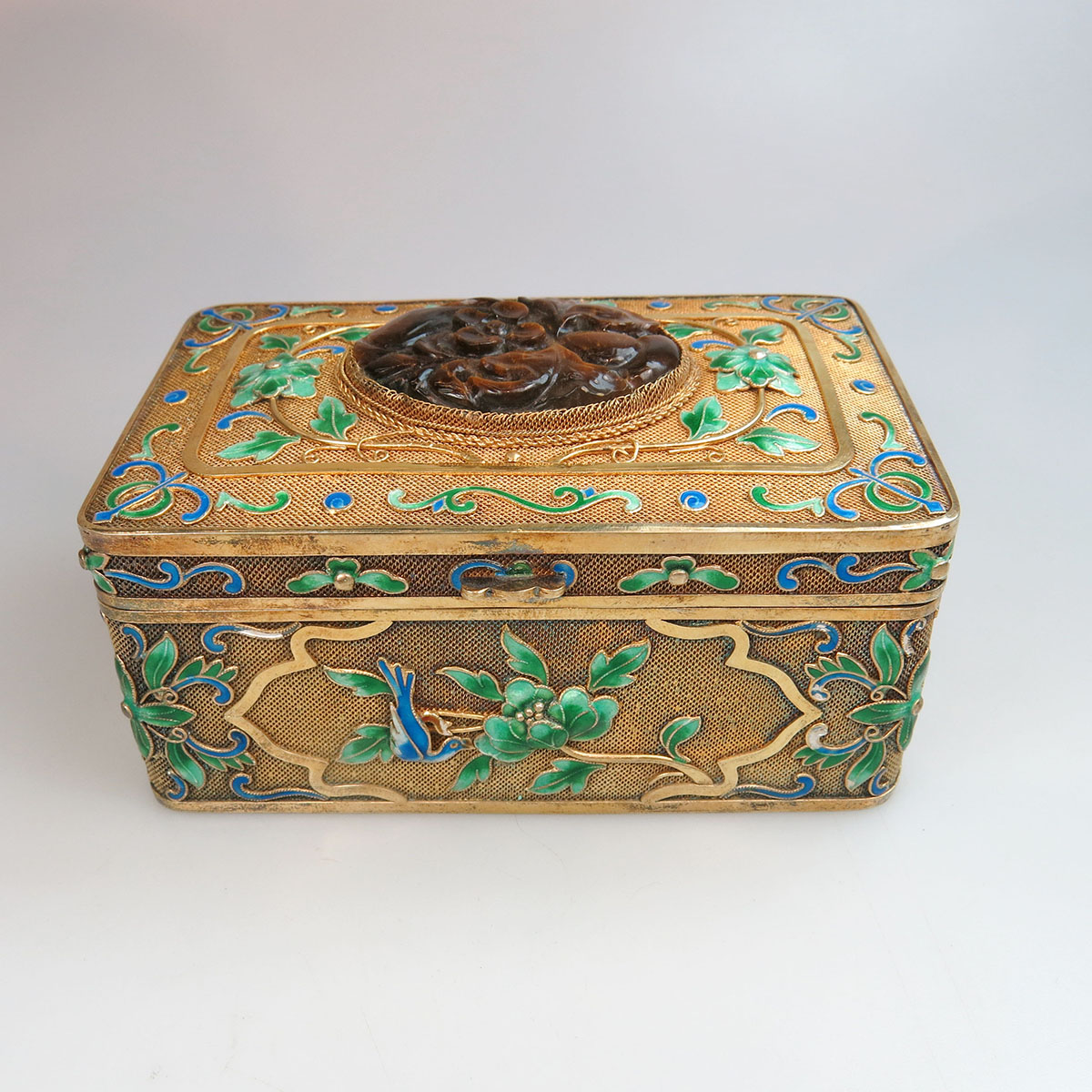 Chinese Silver Gilt Trinket Box