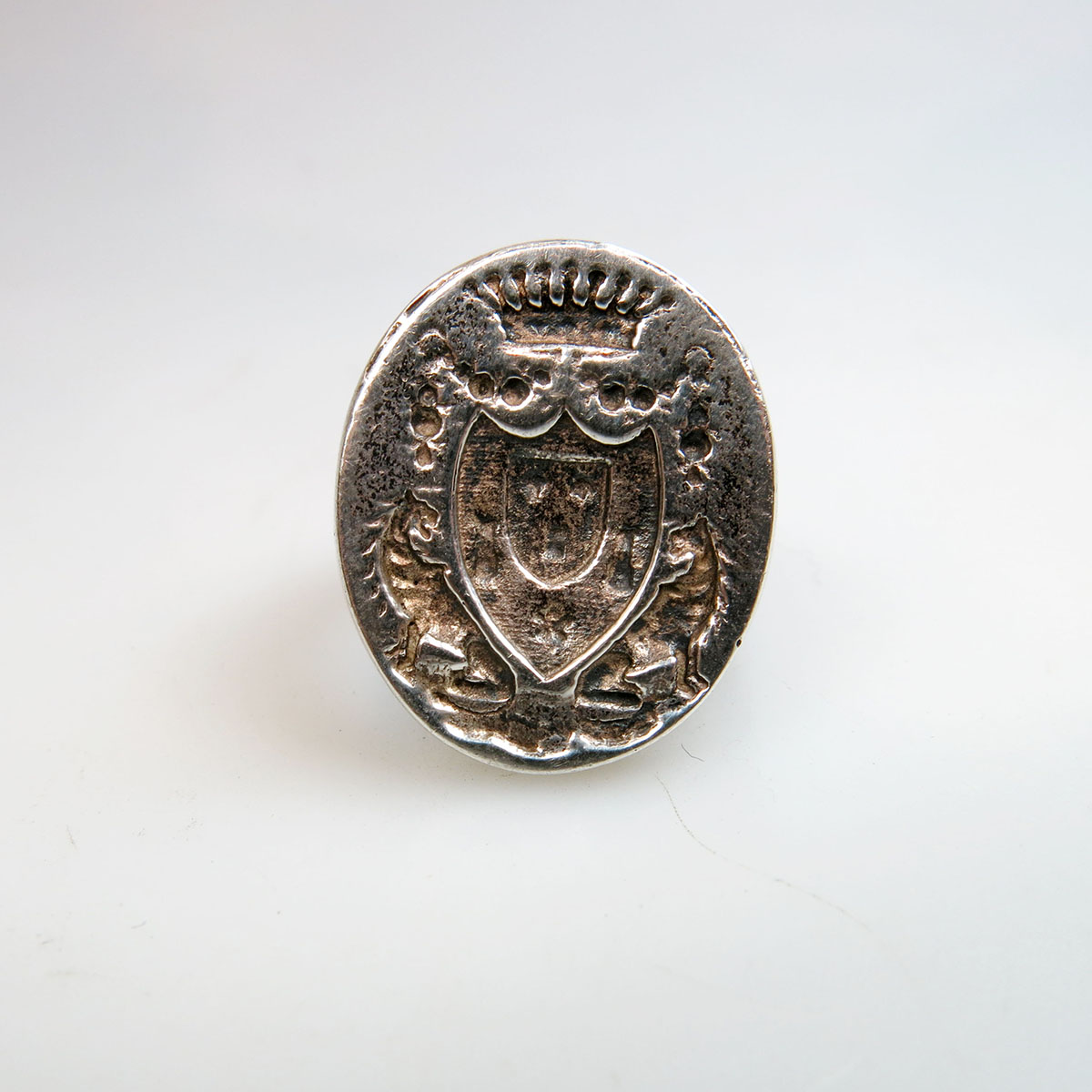 French Silver Armorial Ring