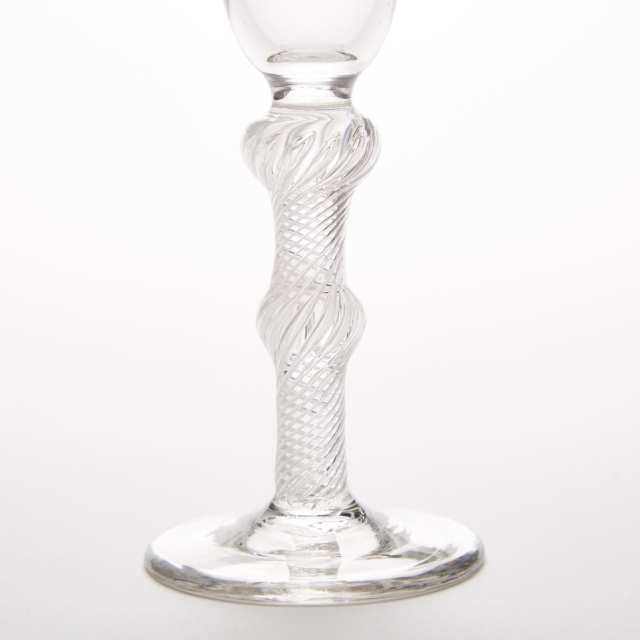 English Knopped Airtwist Stemmed Wine Glass, mid-18th century