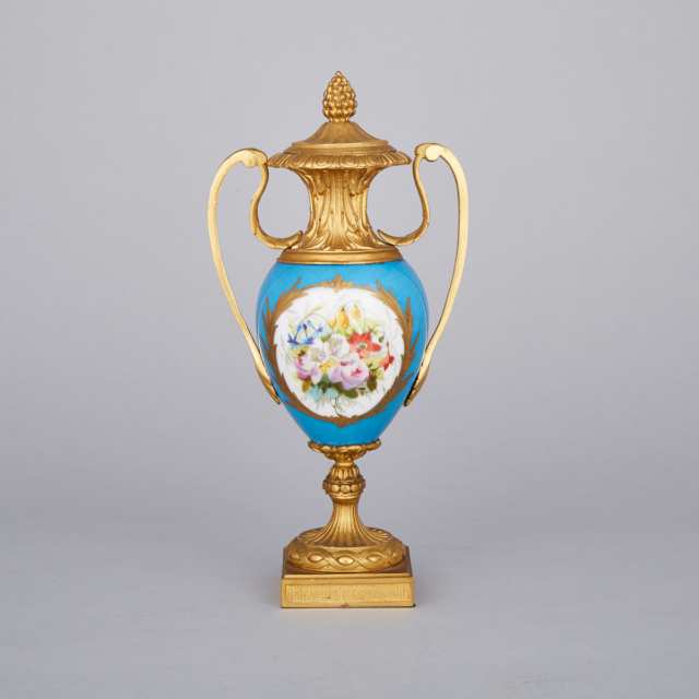 Ormolu Mounted ‘Sèvres’ Blue Ground Covered Vase, late 19th century